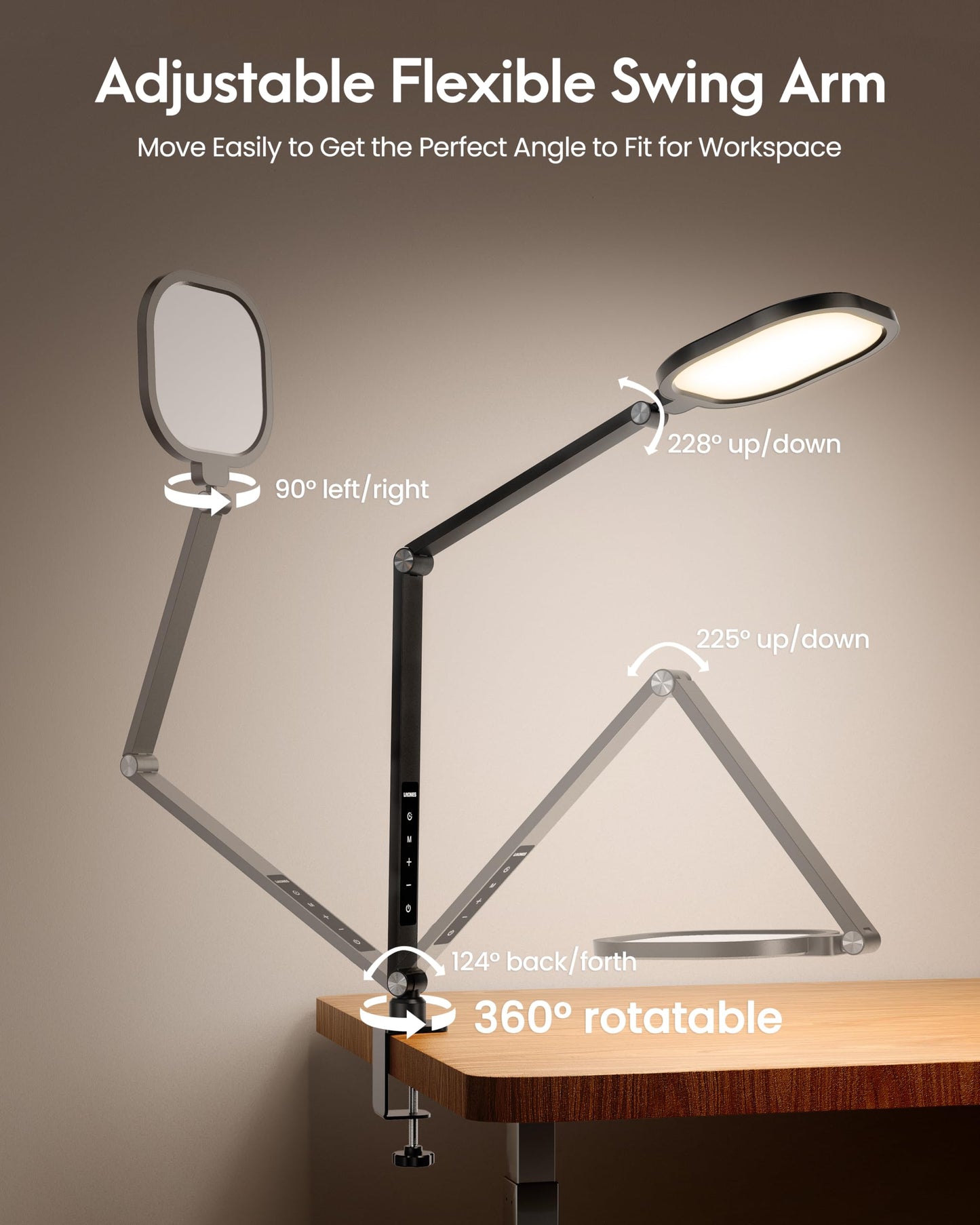 LitONES Remote LED Desk Lamp with Clamp – Professional Home Office Lighting for Zoom Meeting/Video Call/Reading, 2000LM Eye-Caring Dimmable Light with 30 Light Modes, Memory, Timer, CRI 97.8