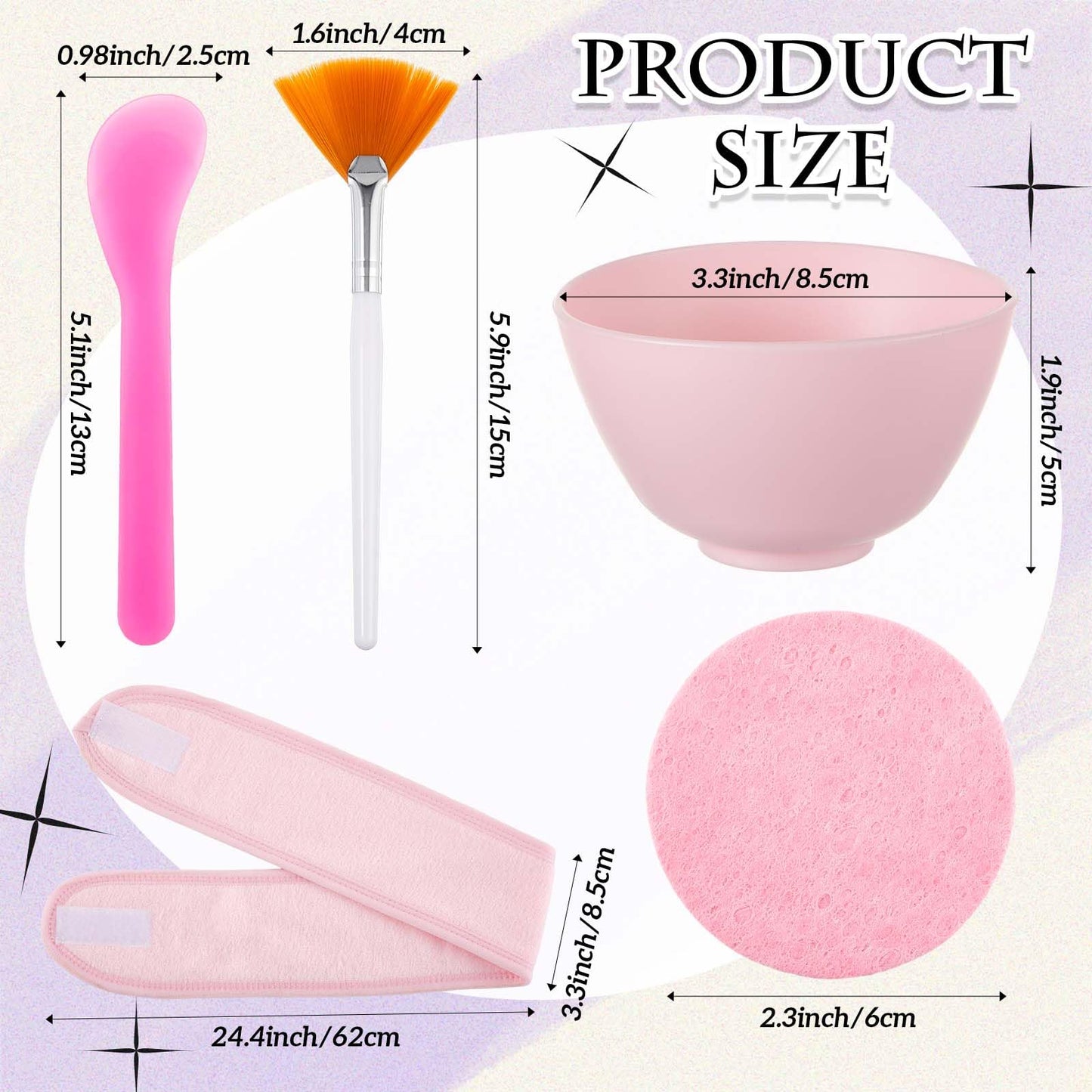 Reallnaive 37 Pcs Face Mask Mixing Bowl Set for Esthetician Supplies Tool Kit with Facial Mask Bowl Stick Spatula Soft Brushes Wet Puff Headband Clay Applicator Tools
