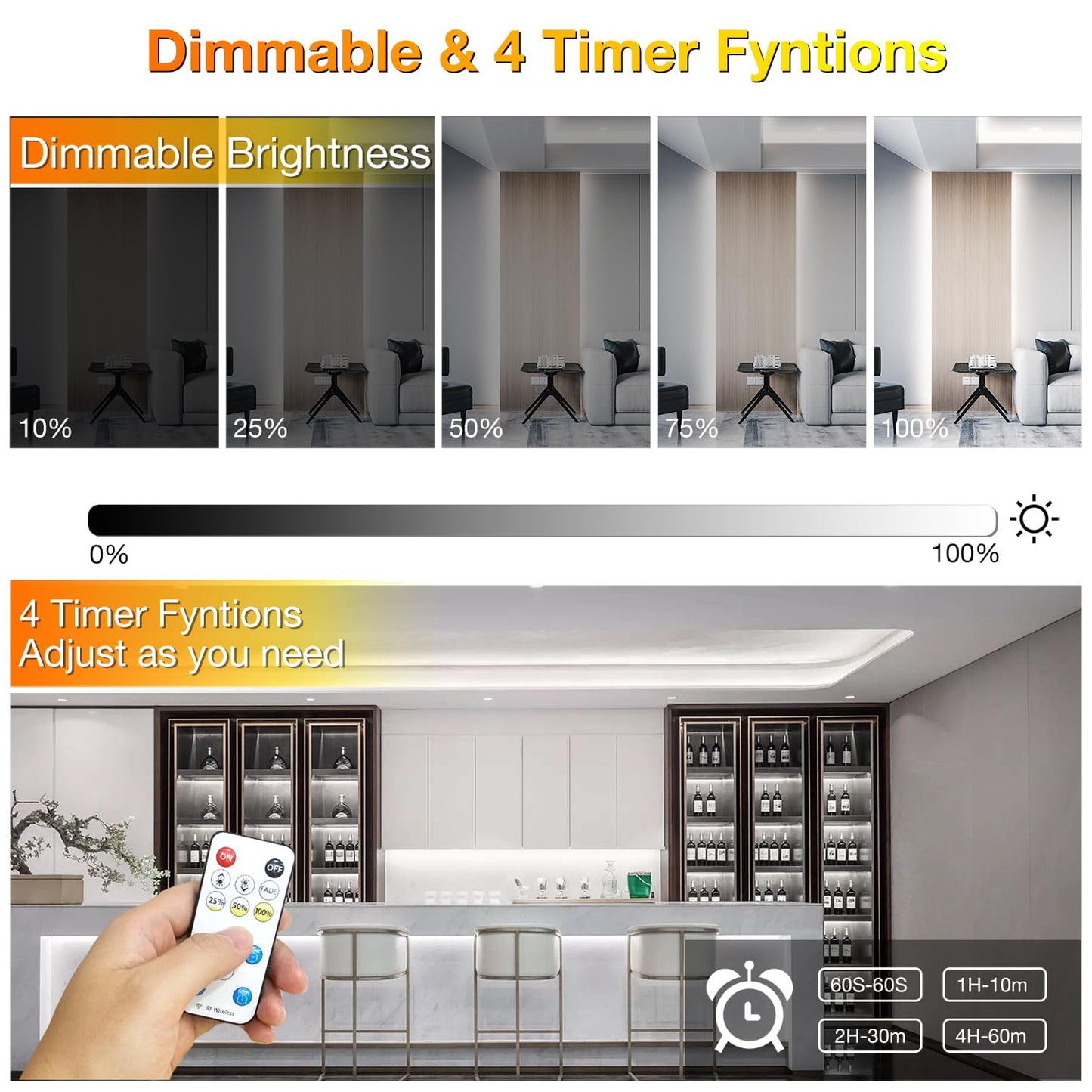DAYBETTER COB LED Strip Light,LED Lights for Bedroom 16.4ft,Daylight White 6500K Dotless LED Light Strip,1600 LEDs Super Bright Dimmable 24V Flexible Tape Lights with Remote,Kitchen,Cabinets Lighting