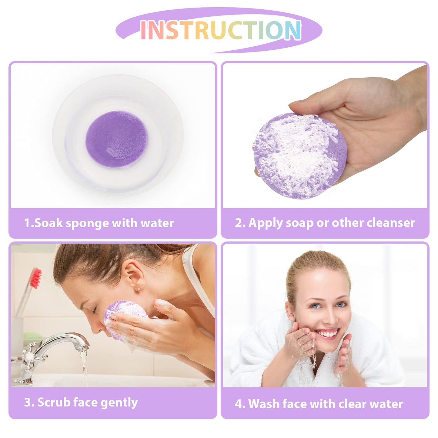 120Pcs Facial Compressed Facial Sponges for Women, Coldairsoap PVA Professional Makeup Sponge Female Removal Pads Compress Exfoliating Face Cleansing Rounds Wash Pad as Valentine's Day Gift