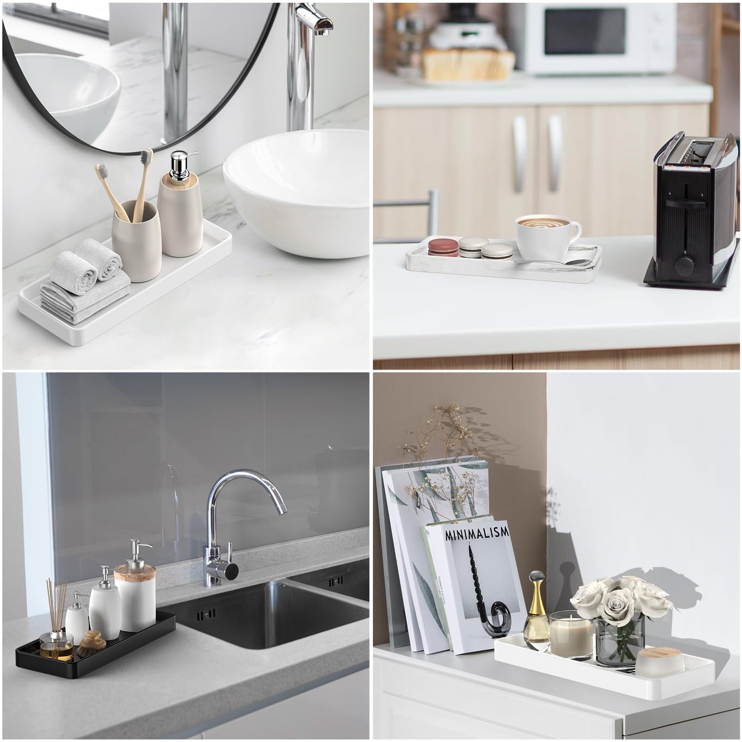 Gurygo 12" Countertop and Vanity Tray - Kitchen Tray for Soap Bottles - Rectangular Vanity Tray for Bathroom - Vanity Trays for Bathroom - Kitchen Soap Dispenser Tray,White