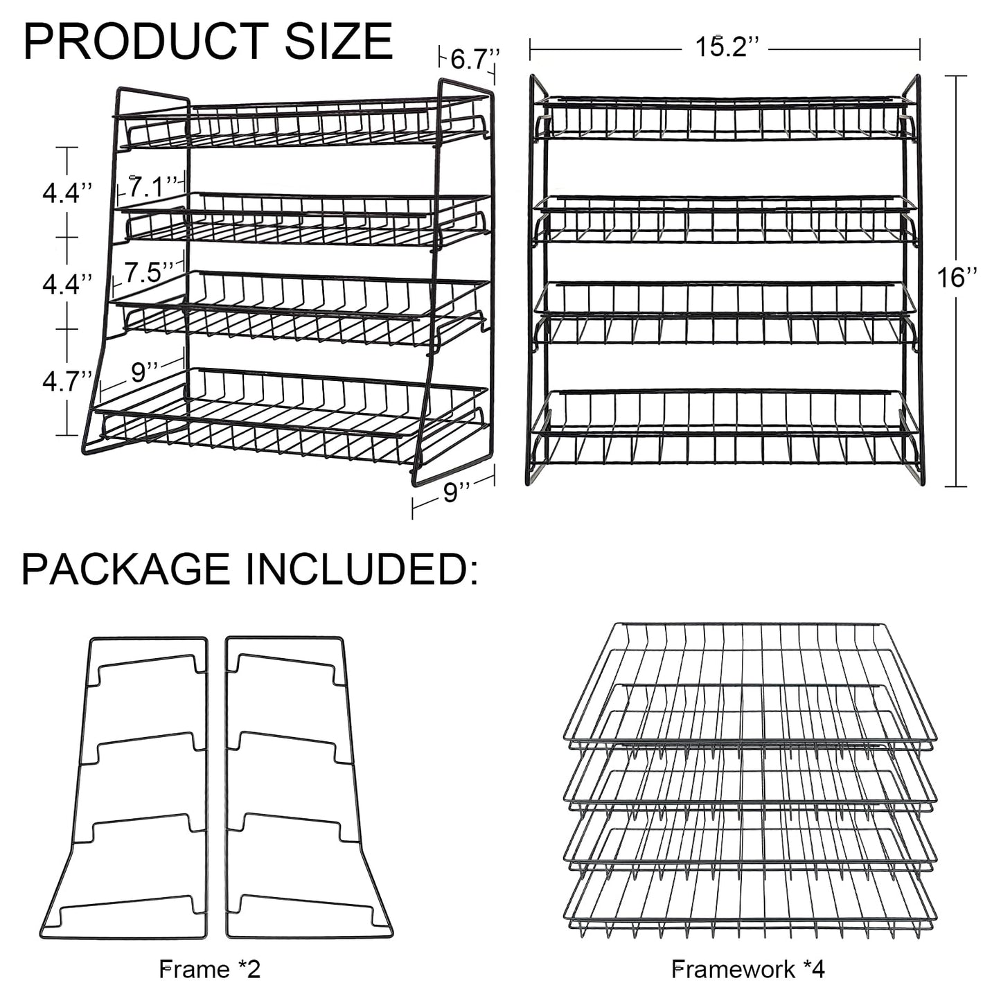 ROSROSE Candy Display Rack Countertop, Upgraded Metal Snack Rack Display Stand, Snack Organizer for Countertop, Candy Stand Chip Rack Holder, Retail Display Shelf for Store Concession, Kitchen