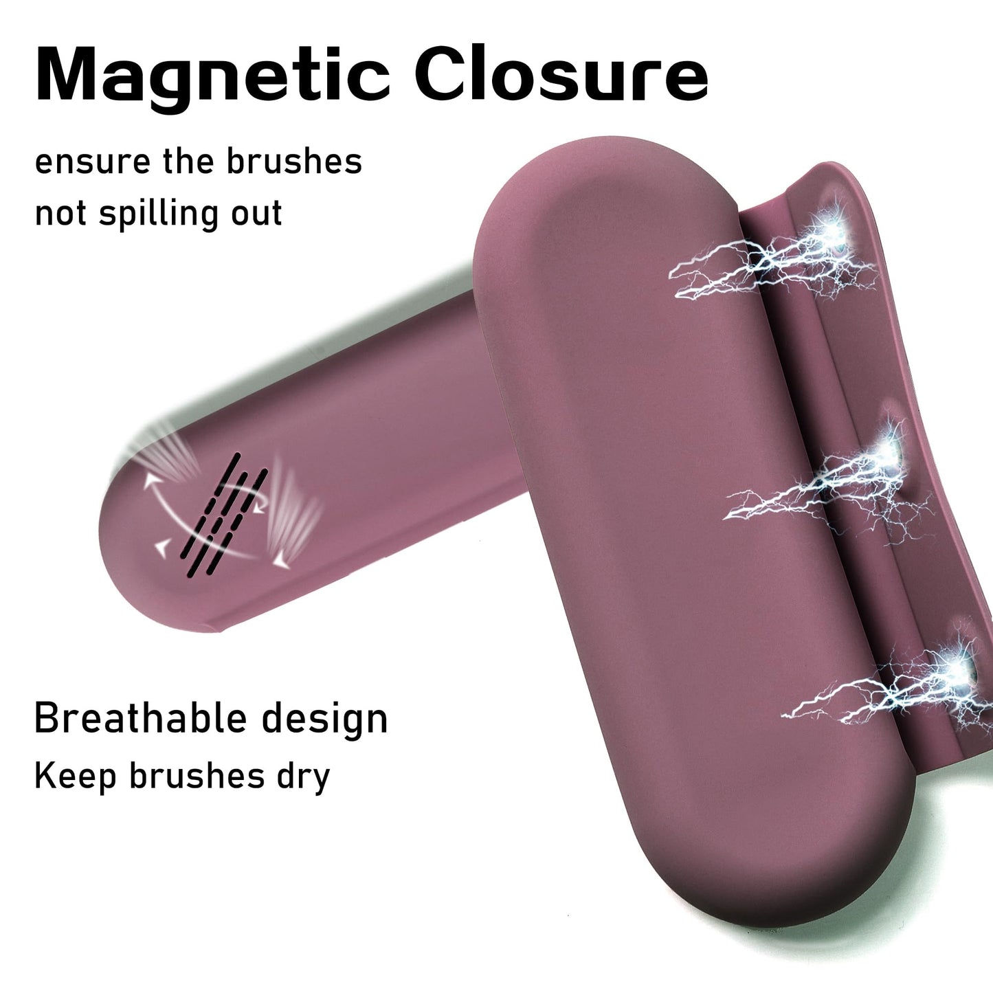 LuBanOne Makeup Brush Holder Magnetic Closure Make Up Brushes Organizer Silicone Makeup Bag Travel Essentials (Grape Purple)