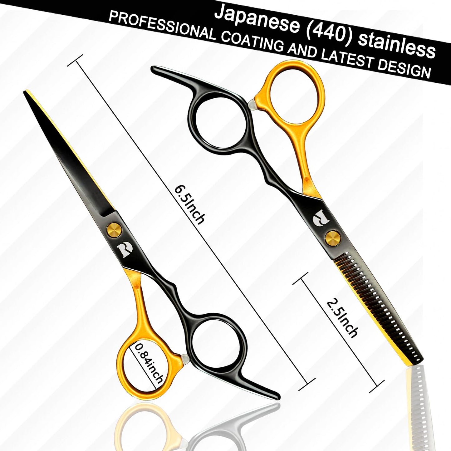 Professional Hair Cutting Shears Set,6 Inch Barber Hair Cutting Scissors Kit,Hairdressing Thinning Shears for Hair Cutting,Sharp Blades Haircut Scissors Kit for Women/Men/Kids (Rainbow) (Gold)