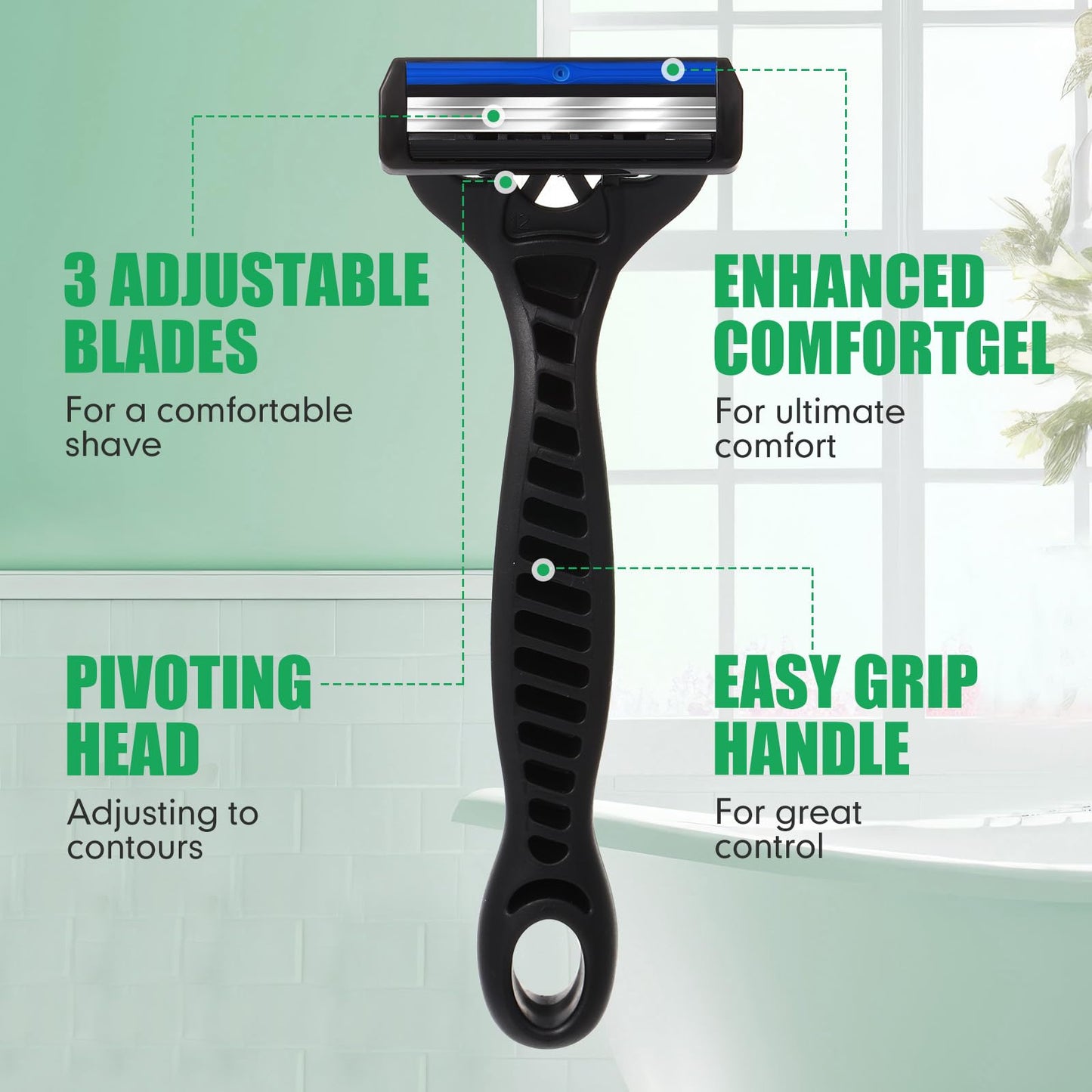 Wovnet 36 Pcs Mens Disposable Razors Bulk 3 Blade Sensitive Head Shaving Razors for Men Travel Hotel Spa Christmas Party Gift