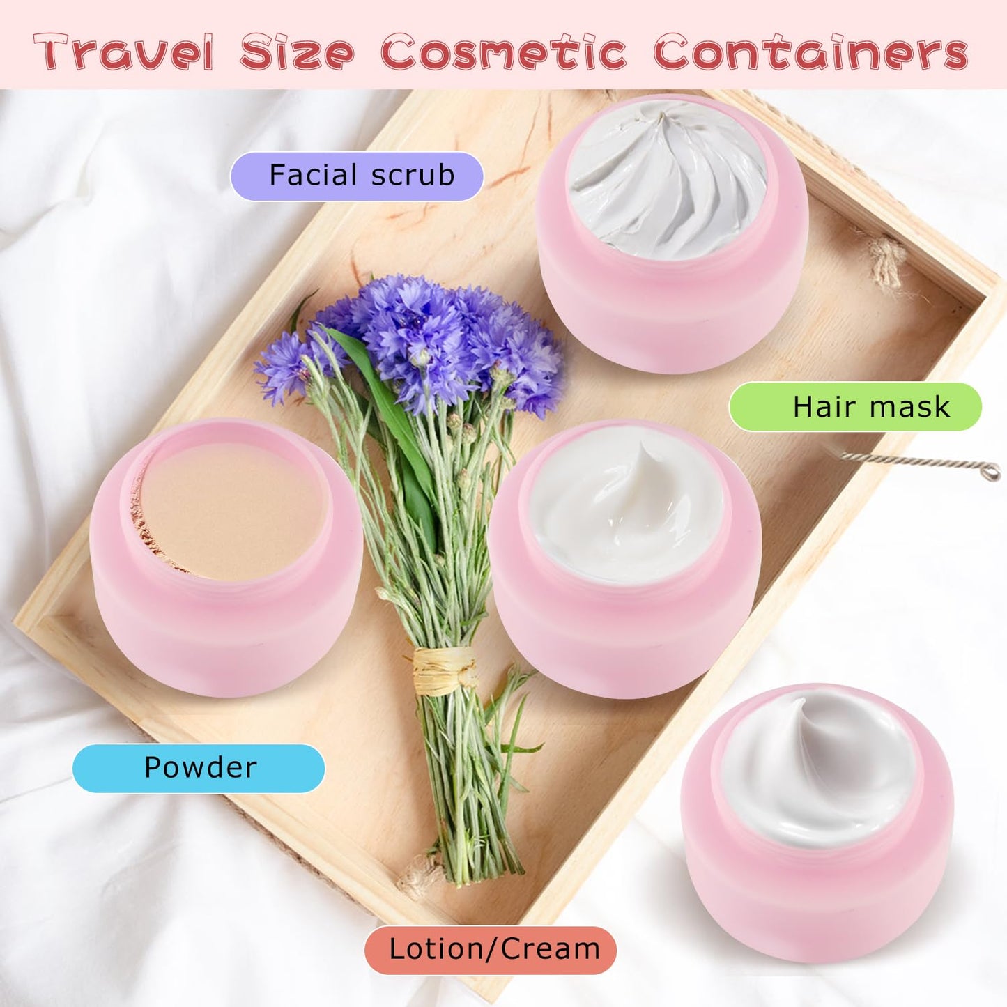 DynnnDy 6 Pcs 250ml/8oz Matte Pink Plastic Cream Jars with 6 Spatulas Empty Refillable Facial Scrub Bottles Travel Size Cosmetic Containers for Powders Lotion Pills Jewelry Toiletries