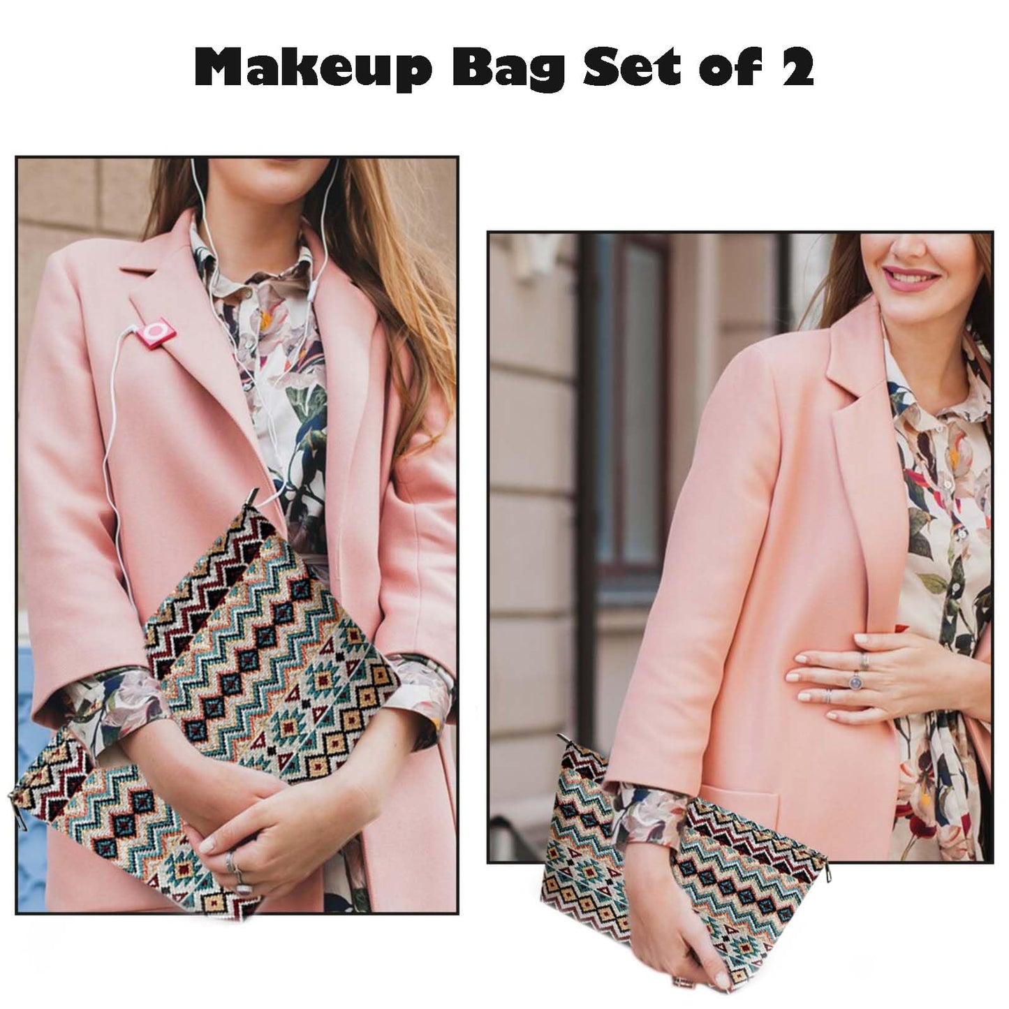 LPMEGQFU 2Pcs Makeup Pouch Travel Makeup Bag Cosmetic Pouch Cosmetic Bags for Women Large Capacity Travel Toiletry Bag for Women Gifts for Friend Best