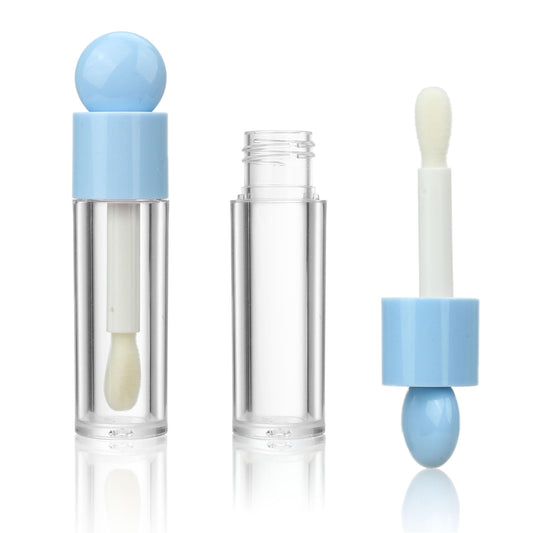 COSIDEA 16pcs 6ml 0.2oz Round blue big doe foot wand lip gloss tubes for DIY Flat shape lipgloss containers tubes with thick brush