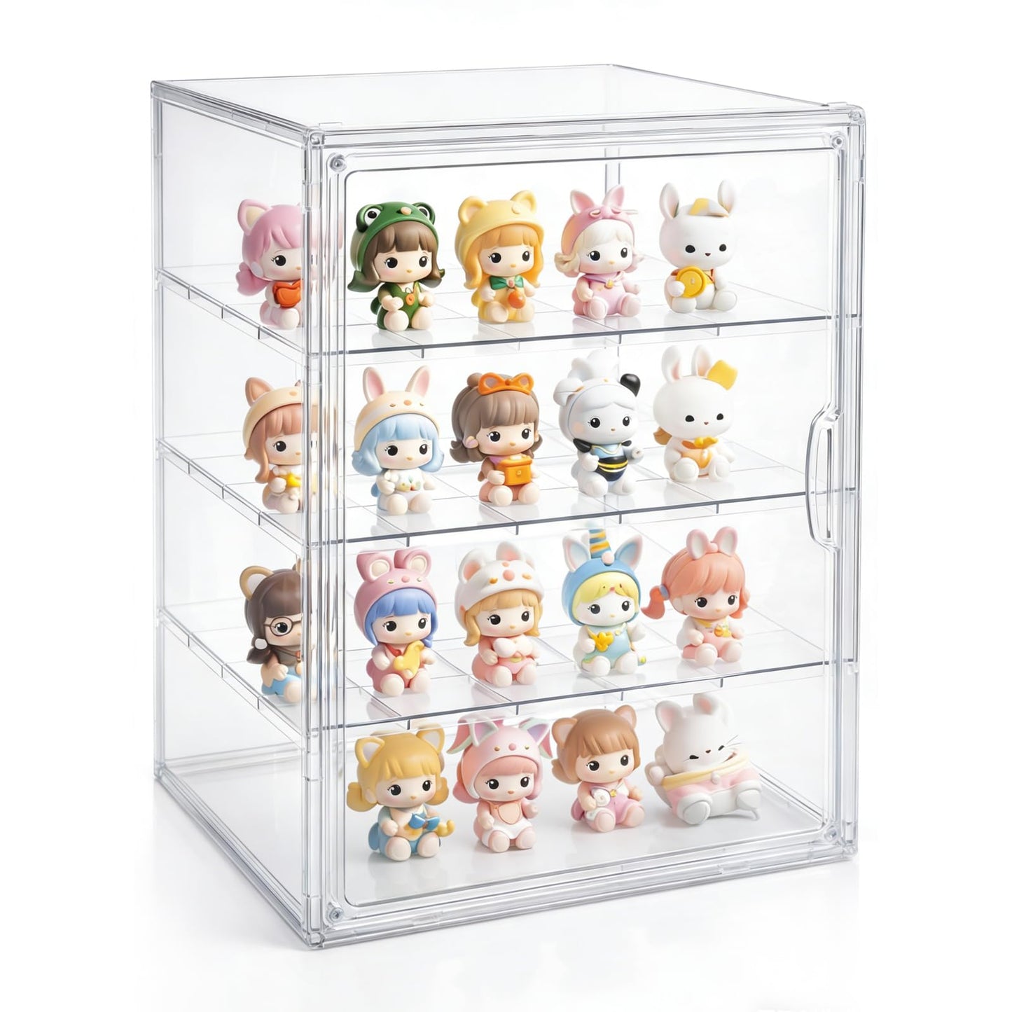 Extra Large 15.7'' Tall Acrylic Display Case with 3 Removable Dividers, Stackable Clear Action Figure Showcase with Magnetic Door, Large Storage Box for LEGO, Dioramas, Books & Collectibles