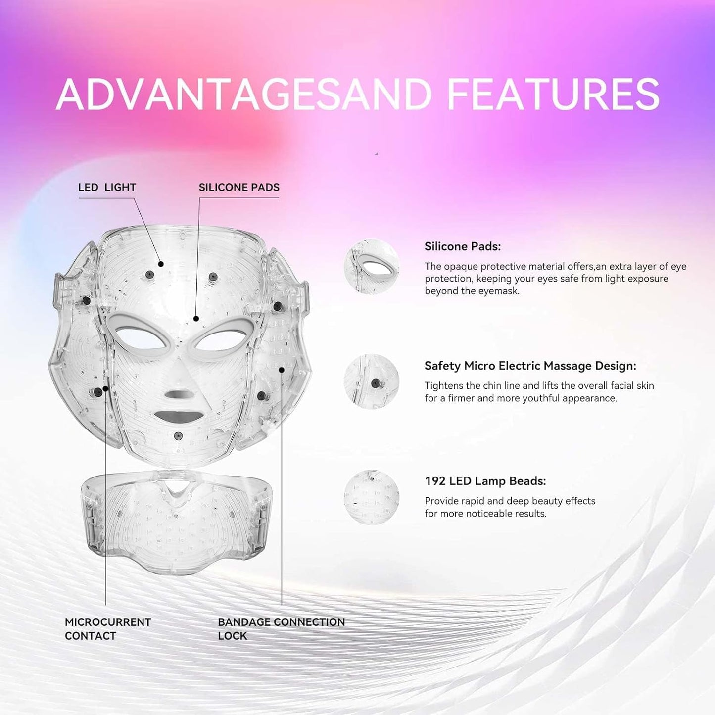 Duevie LED Facial Mask Therapy Red Light Therapy Mask FSA 7 Colors Facial Skin Care Beauty Spa Skin Care