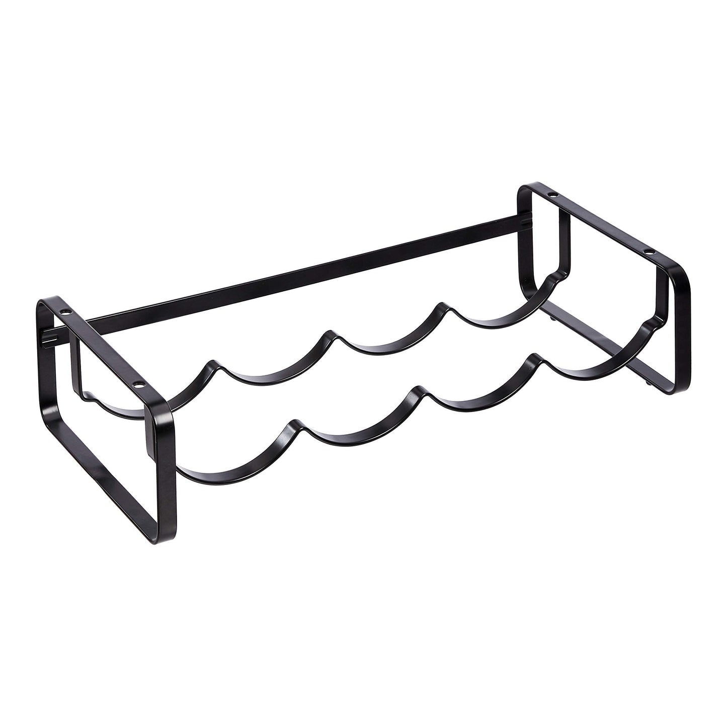 Amazon Basics Tabletop Stackable 4-Bottle Metal Wine Rack, Wine Storage, Space Saving, No Assembly Required, 3.74"D x 15.75"W x 7.87"H, Black