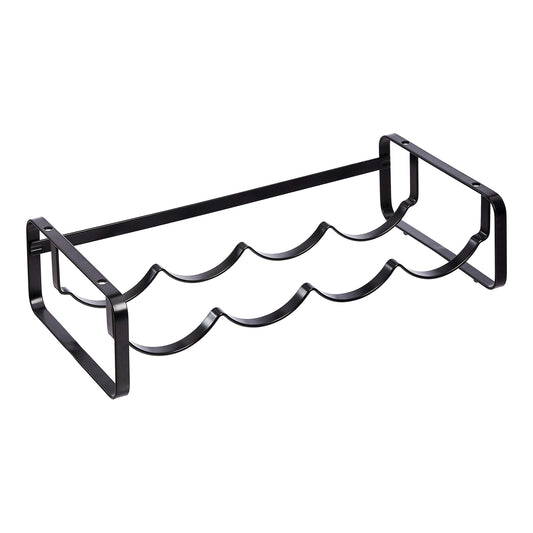 Amazon Basics Tabletop Stackable 4-Bottle Metal Wine Rack, Wine Storage, Space Saving, No Assembly Required, 3.74"D x 15.75"W x 7.87"H, Black