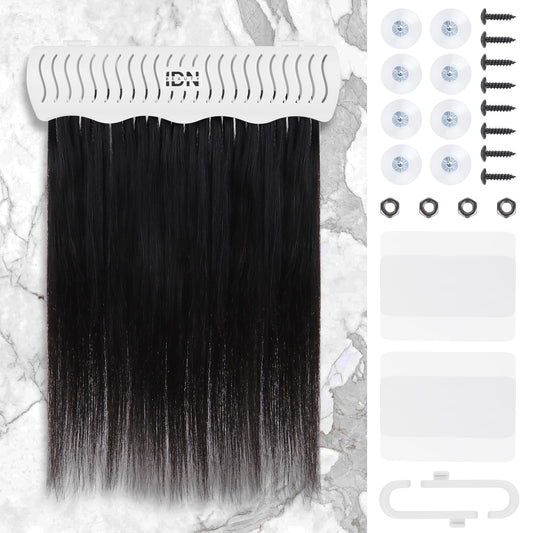 IDN BEAUTY Hair Extension Holder Stand for Styling, 4 Installation Modes With Tool, Hair Extension Holder Designed to Securely Hold Your Extensions for Washing, Styling, Packing and Storing (White)