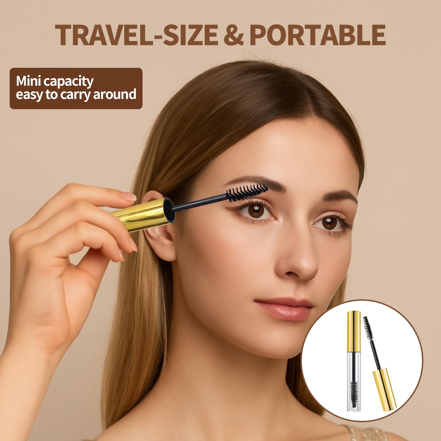 Amzlysdok 16 Pack Empty Mascara Tube 10ml Refillable Bottles with Brush Wand&Funnels,Leakproof Travel Containers for Lash & Brow Serum,Portable for Makeup Artists or Beginners(Gold)