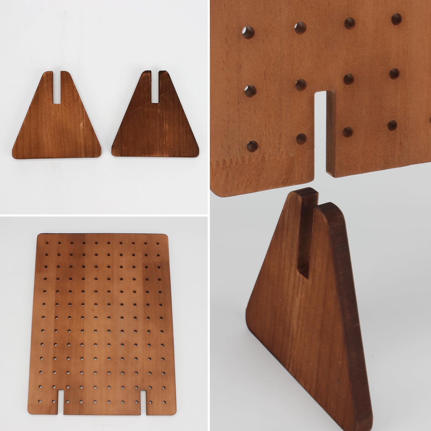 Rectangle Pegboard Display Stand with 25 Pcs Dowel Rods, Pegboard Accessories Rack, Keychain Jewelry Display Stand for Vendors, Pegboard Stand for Jewelry, Craft Shows, Necklace Pin, Earrings (Brown)