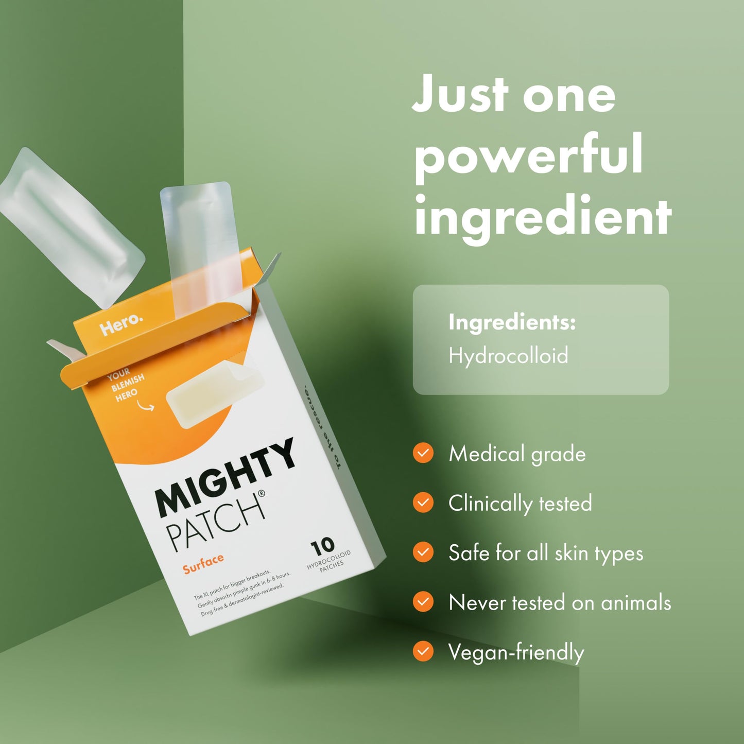 Hero Cosmetics Mighty Patch Surface Large Acne Pimple Patches, 10 Ct