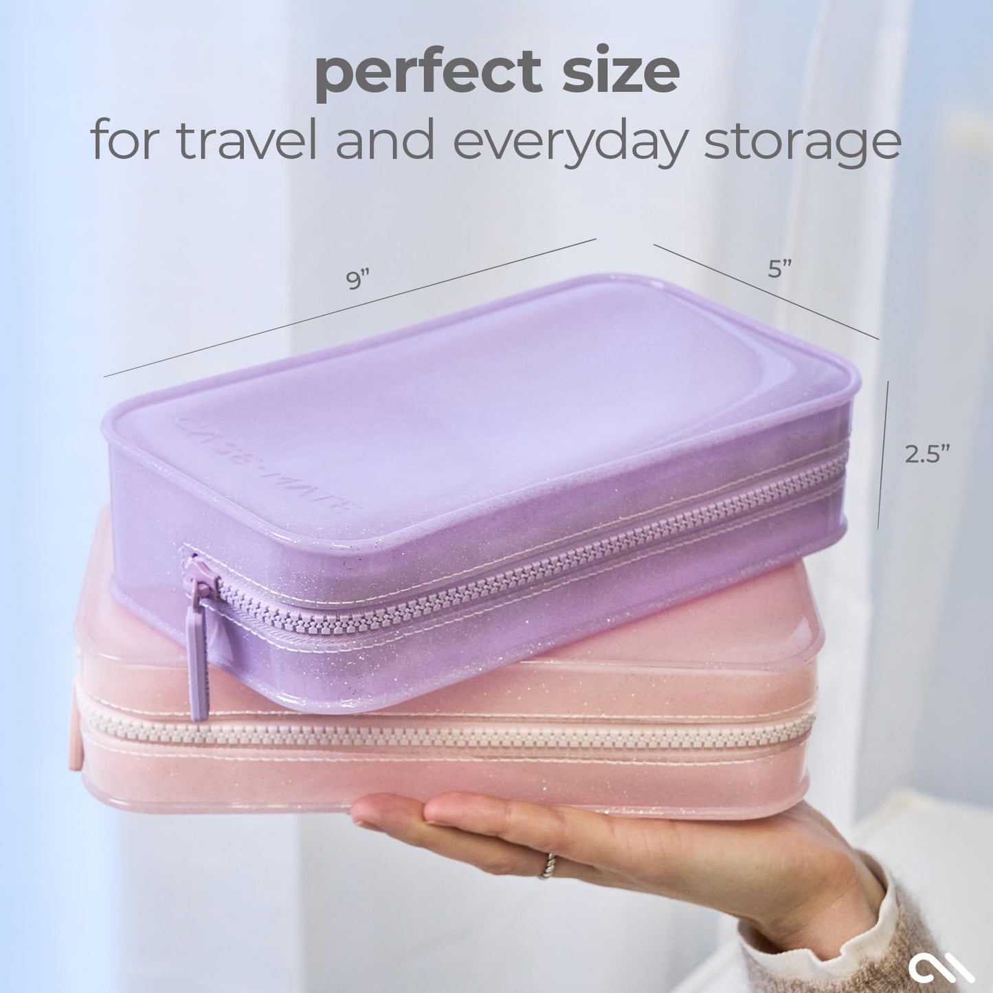 Case-Mate Jelly Makeup Bag - Waterproof Travel Makeup and Toiletry Bag - Cosmetic Make Up Organizer/Case for Women - Small Zipper Pouch for Hair Accessories and Daily Essentials - Stardust Twinkle