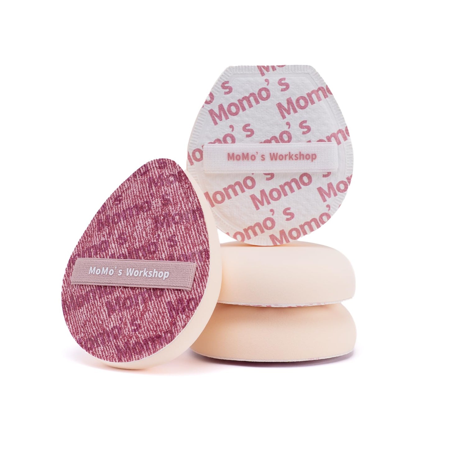 Momo's Workshop Pink Denim Makeup Sponges,Super Soft Blenders Sponge for Liquid Foundation Sponge,Large&Soft Yet Bouncy Rubycell,Egg&Flat Edge shape for Dry/Combination Skin,2pcs &Storage Case