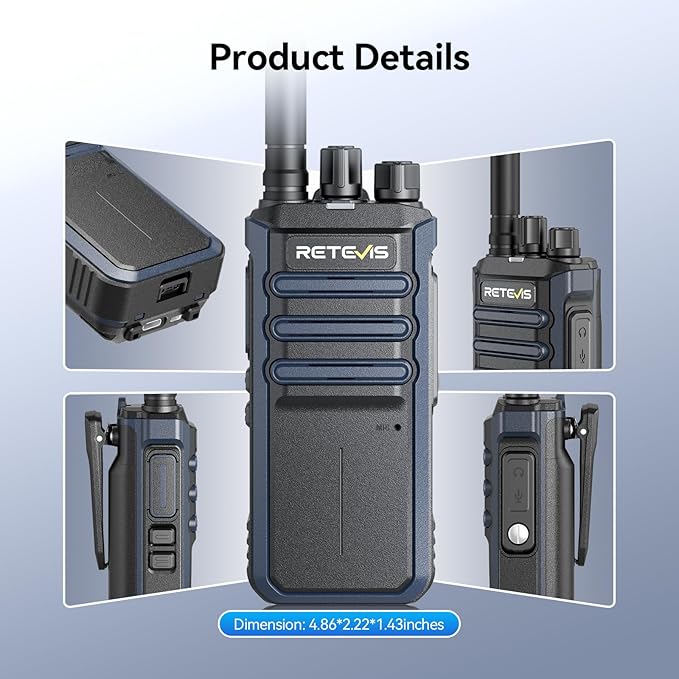 Retevis RT86A Long Range Walkie Talkies, GMRS 2 Way Radio Earpiece with Mic, High Power Two Way Radio, Durable, Group Call, for Industrial Warehousing(10 Pack)