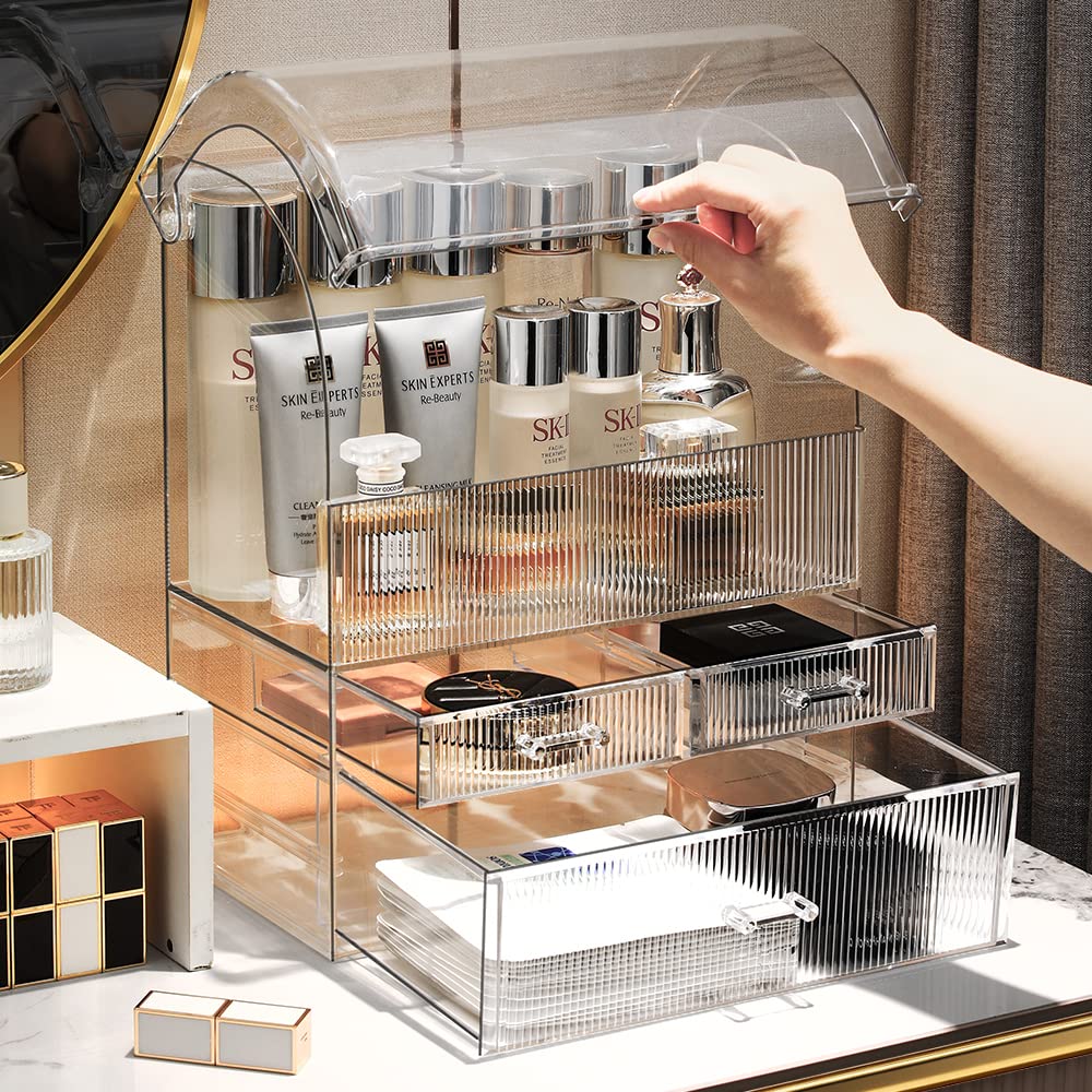 MOOCHI Professional Large Cosmetic Makeup Organizer Bathroom Storage Display Case with Drawers