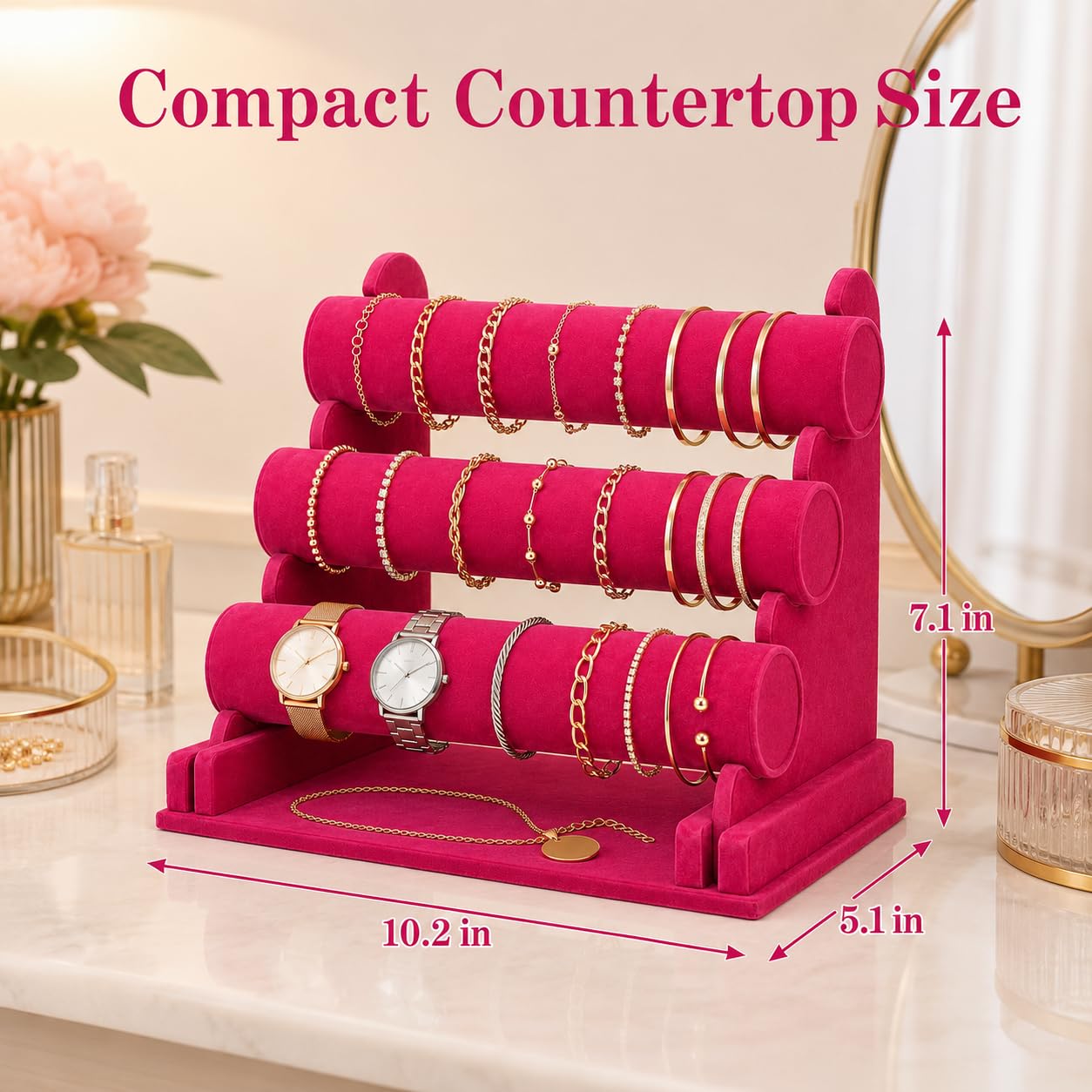 ChezMax Triple Tier Jewery Display Removable Bracelet Holder Jewelry Stand Necklace Stand Jewelry Towers and Watch Holder for Home Organization