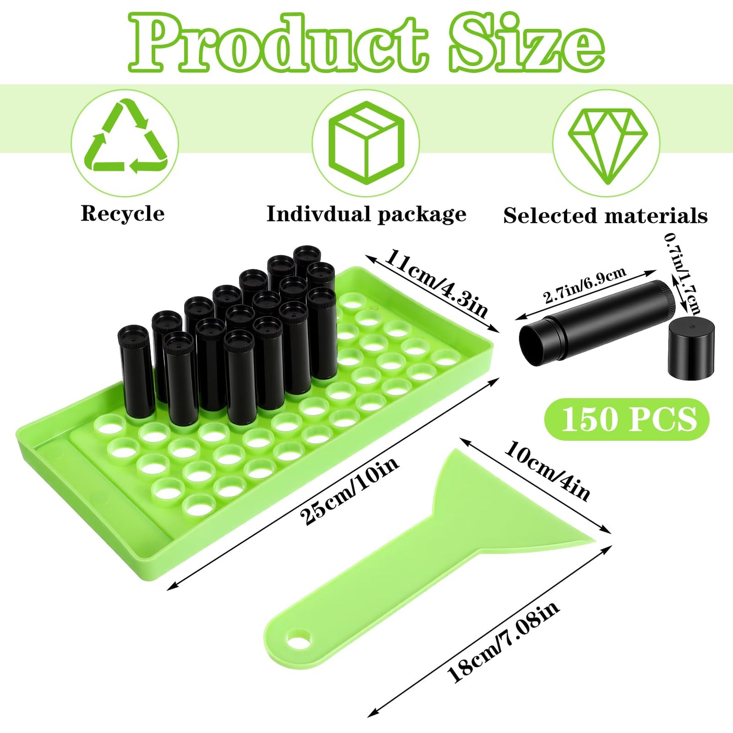 150 Packs Black Plastic Lip Balm Tubes 5ml/5g Black Lip Balm Containers, Tubes Empty with Filling Tray and Spatula, Rotating Type Refill Lips with Cap for DIY