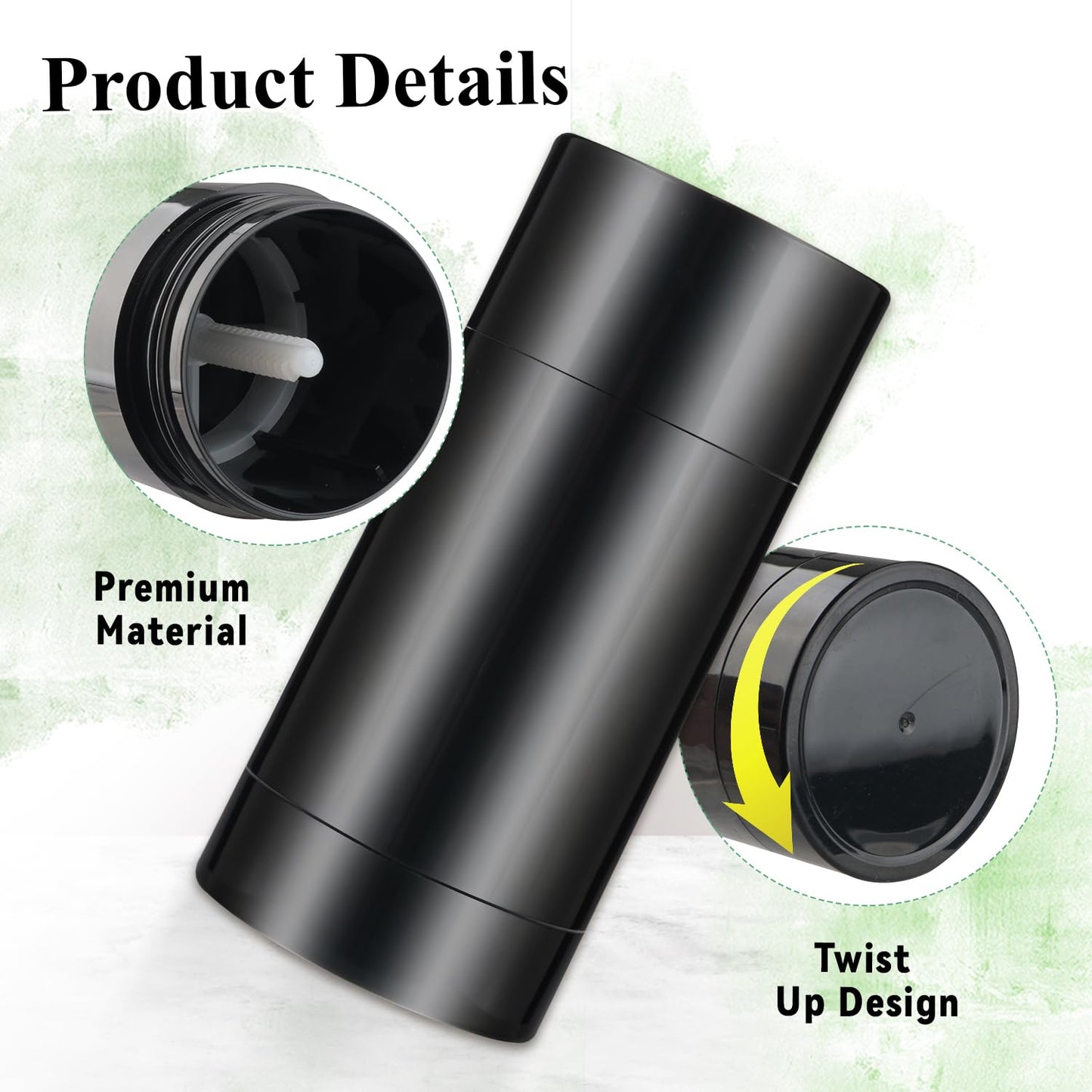 Mirrline 12 Pcs 30g/1oz Black Deodorant Containers Refillable Bottom Refilling Round Stick Plastic Twist Up Deodorant Bottles for DIY Chapstick Lip Balm Crayon