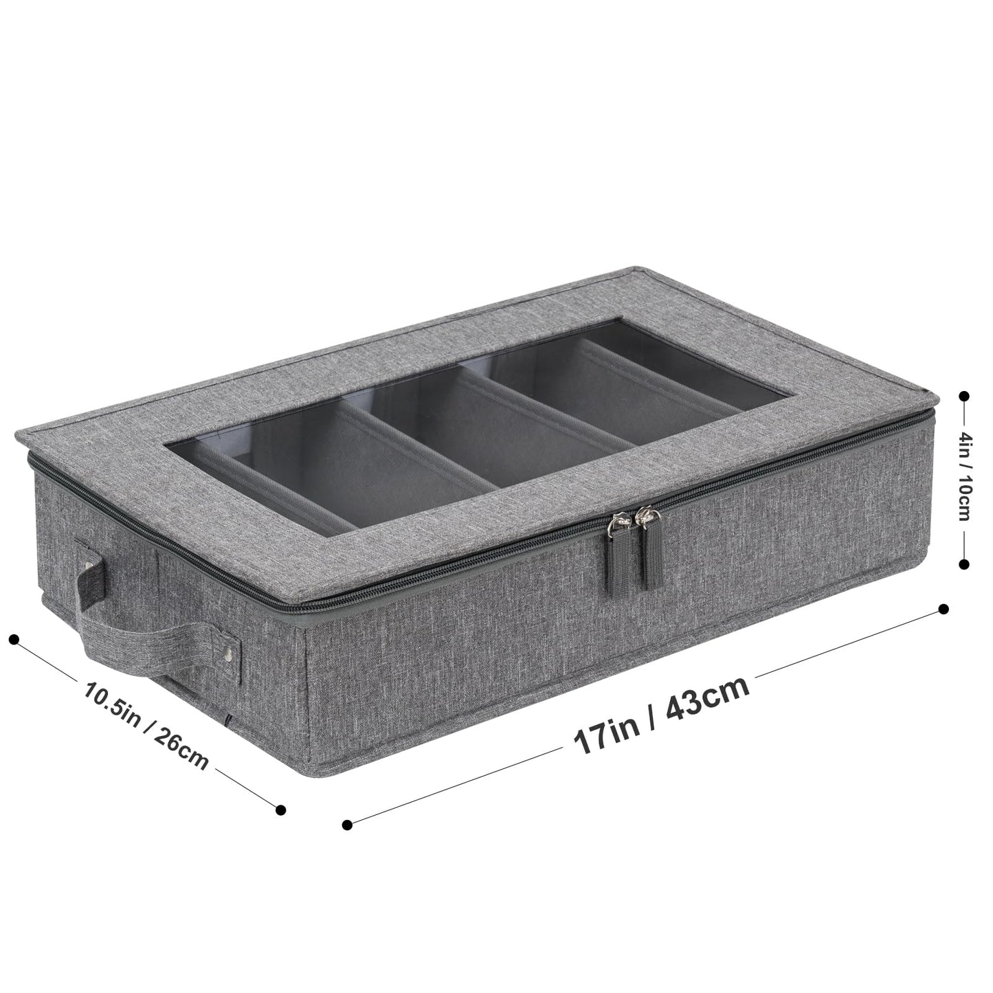 Lafulling Flatware Utensil Storage Case, Silverware Storage Box Chest with Adjustable Dividers, Cutlery Storage Holder with Zipper Lid for Organizing Cutlery, Flatware, Knives, Large Capacity Gray