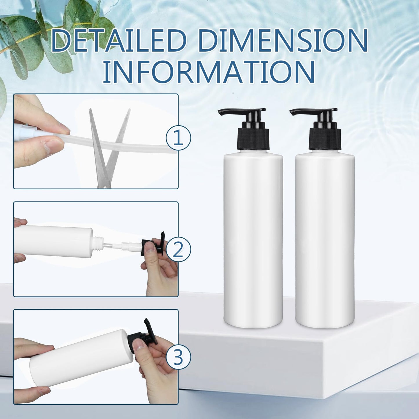 20 Pack Plastic Pump Dispenser Bottle Bulk, 8 oz Empty Lotion Bottle Refillable Containers with Pump for Shampoo Massage Oil Dispensing Travel Daily Life (White)