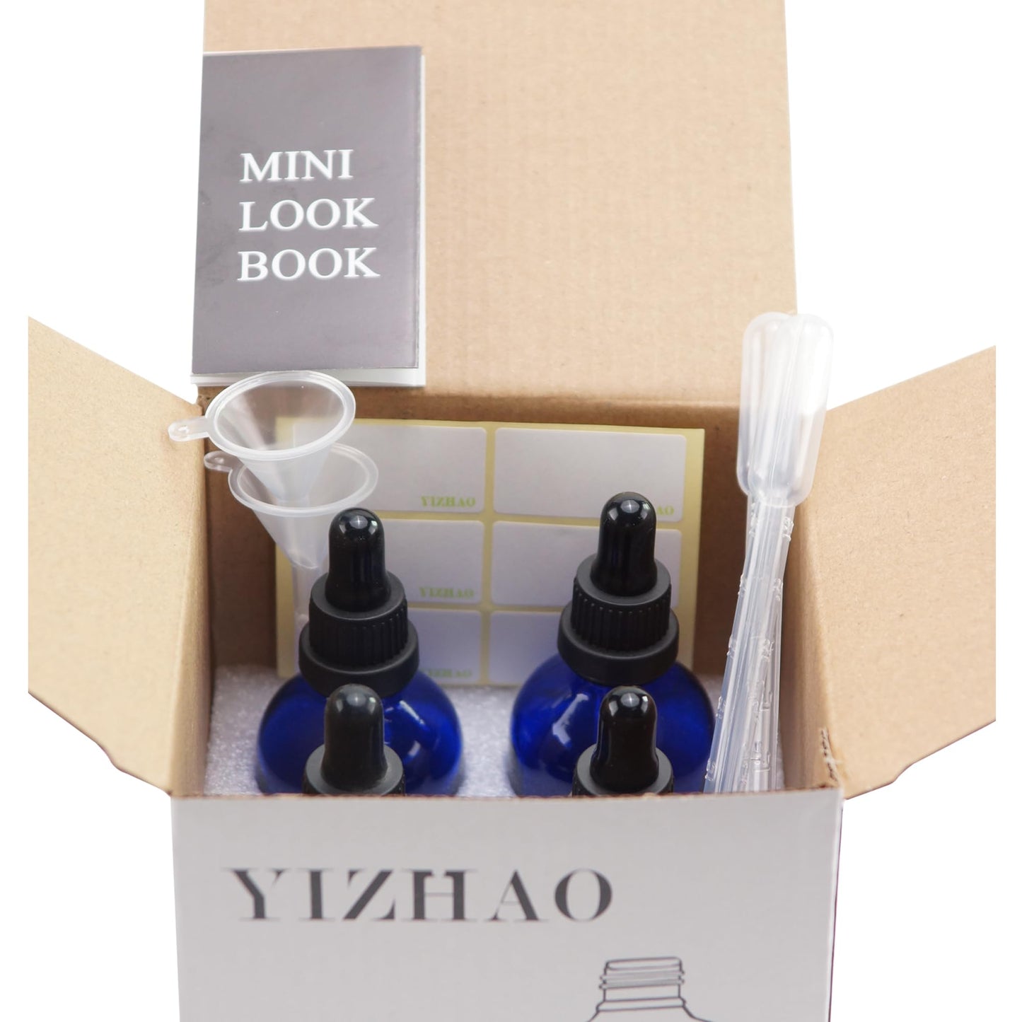 YIZHAO Blue Glass Dropper Bottle 4oz, Tincture Bottles with Glass Dropper, for Essential Oils, Aromatherapy, Cosmetic, Laboratory, Pharmacy, Liquids, Travel –4 Pcs
