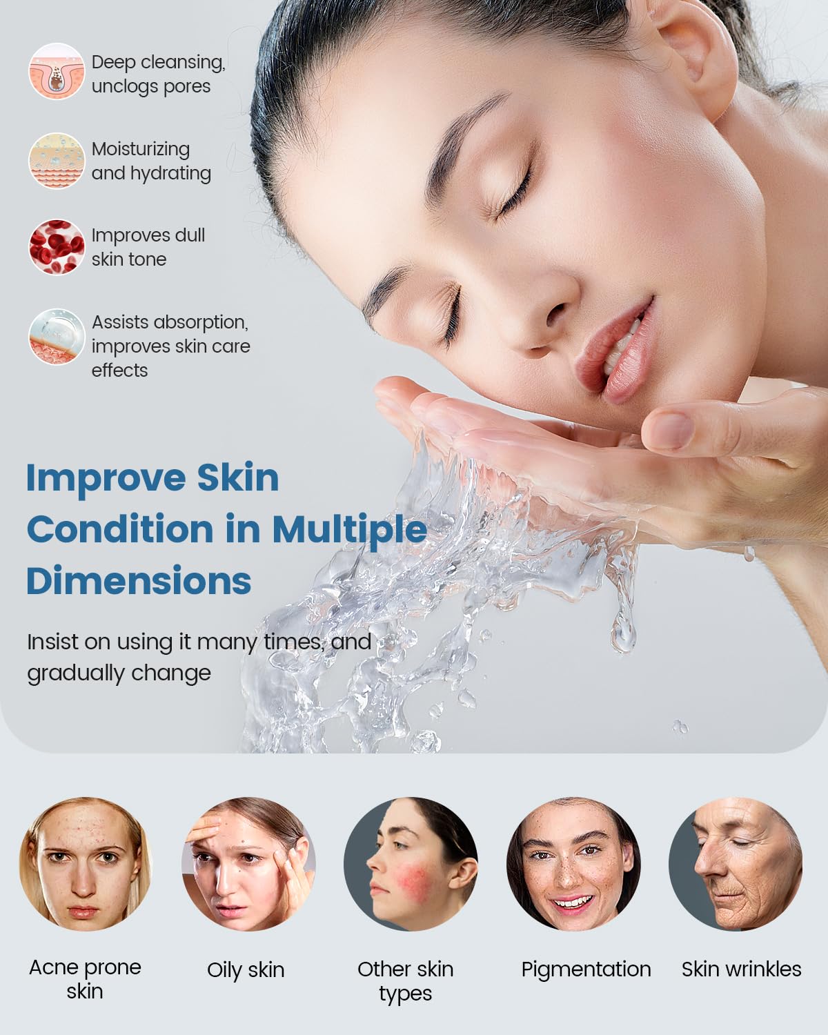 Kingsteam Professional 2-in-1 Facial Steamer with 5X Magnifying Lamp, Salon Grade Hot Mist Esthetician Device, Adjustable Timer, 2 Steam Levels, 3-Level LED Light, White