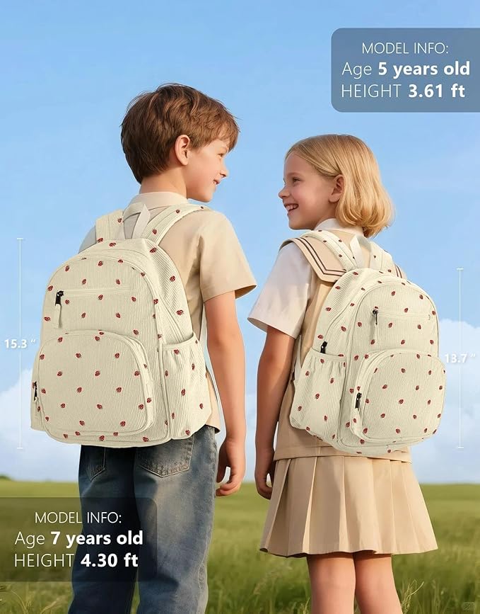 Corduroy Toddler Backpack for Girls 2-5, Preschool Kindergarten Backpack - Cute Kids Backpacks for Girls 13.7" H Fit Folder