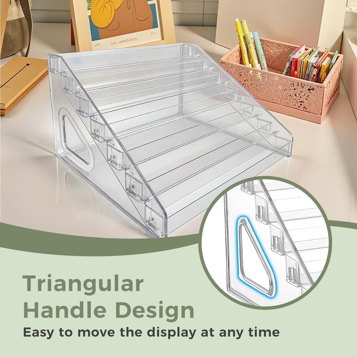 7 Tier Acrylic Card Display Stand, Nail Polish Organizer Clear, Case Makeup Organizer, Baseball card display Essential oil storage rack
