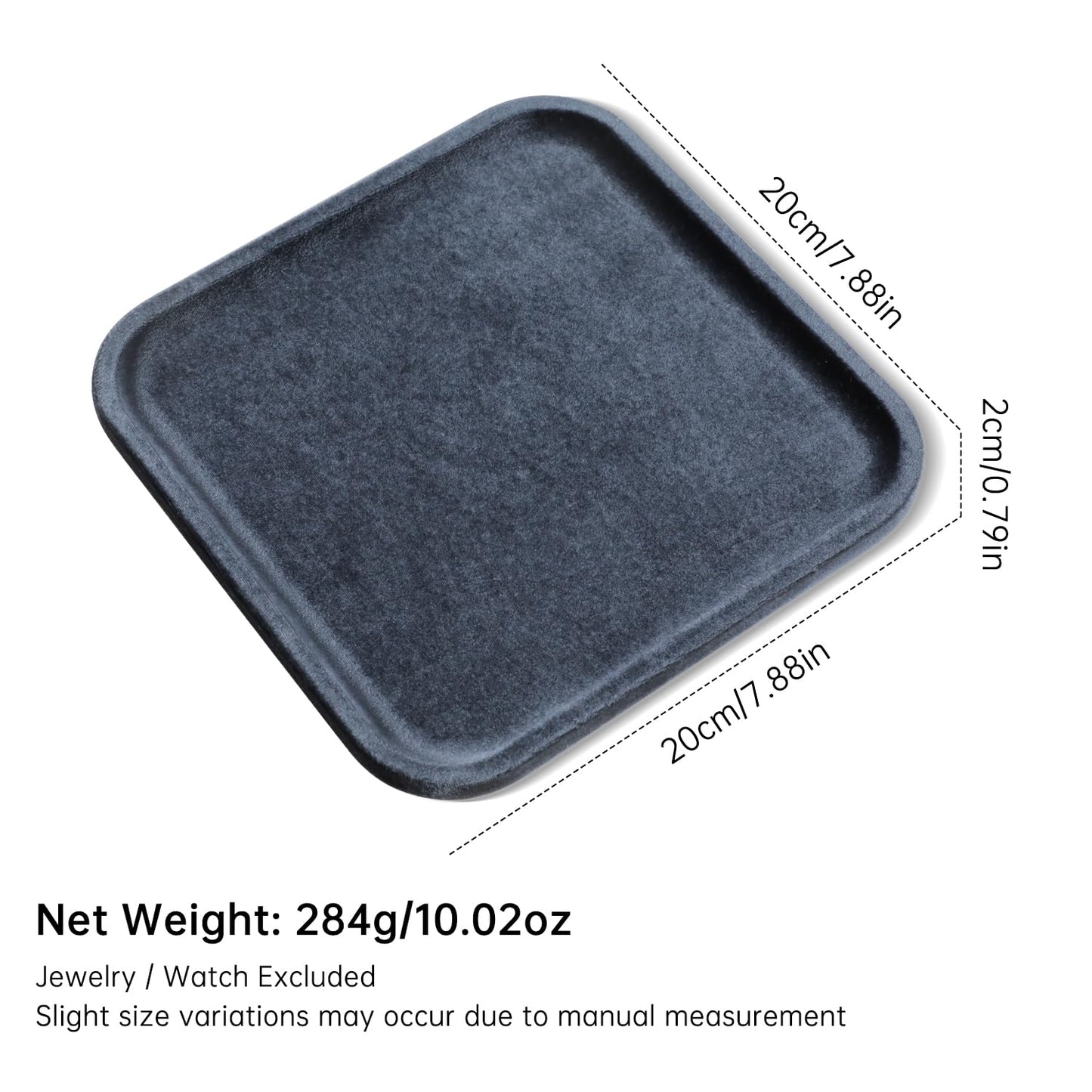 Dansmiy Resilient Velvet Jewelry Display Tray for Ring Earrings Bracelet Necklace, Flat Jewellery Dish for Showcase Store Retail Counter Exhibition Photography Livestream (Slate Gray, Large)