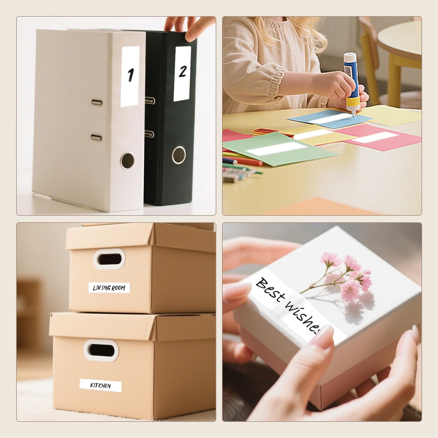 Meitaat 3 × 1 Inches White Rectangle Color Coding Labels 1000 PCS, Self-Adhesive Writable Waterproof Vinyl Blank Sticker Roll for Office Home School Business