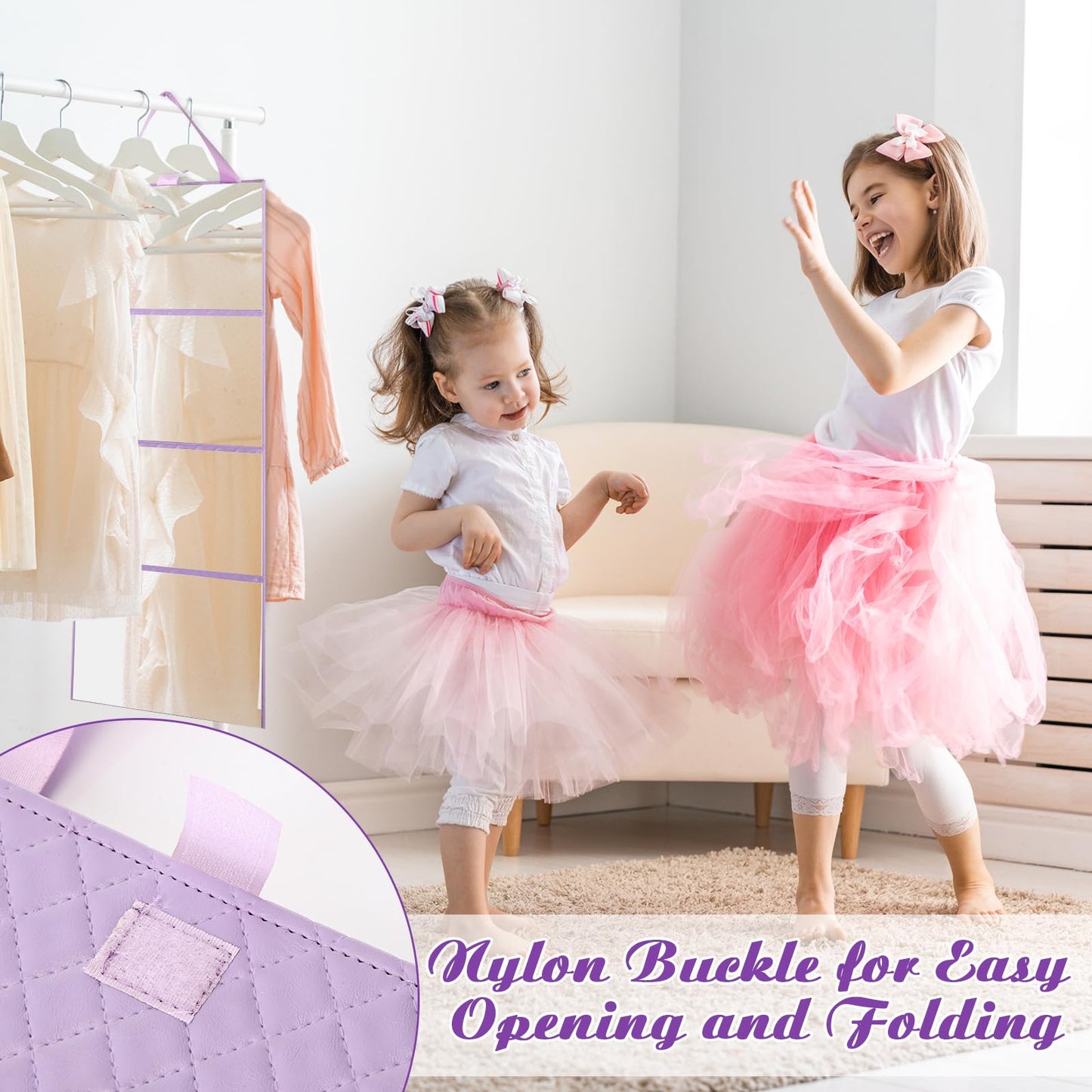 Burbell 3 Way Foldable Full Length Mirror with Handle Leather 31.89 x 11.22 Inches Portable Hanging Travel Mirror Rectangular for Makeup Dance Home Fitness Spa Hair Styling(Purple)