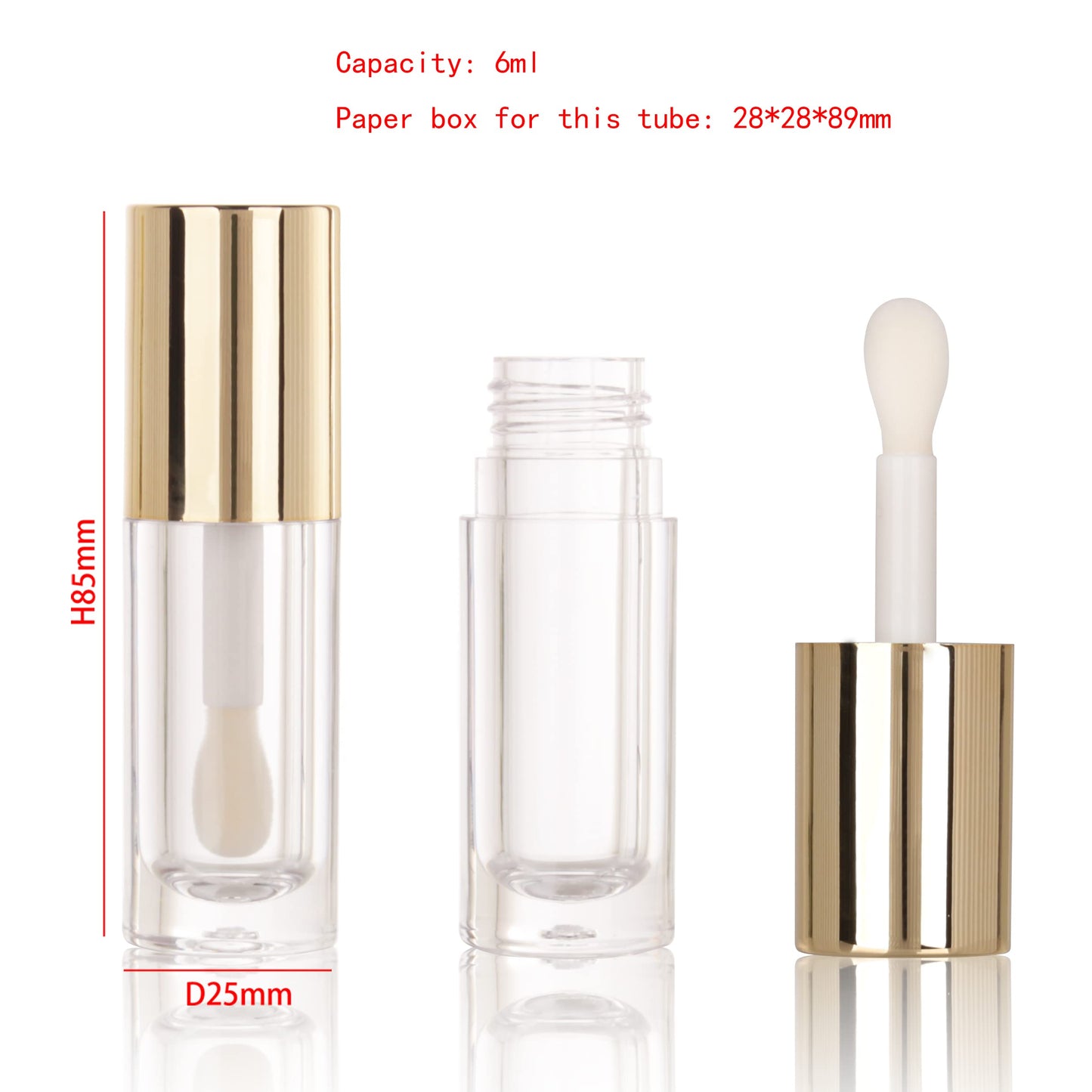 COSIDEA 14pcs Empty 6ml big doe foot wand Chunky lip gloss tubes for DIY lipgloss,Pink round lipgloss containers tubes with thick wand (Gold)