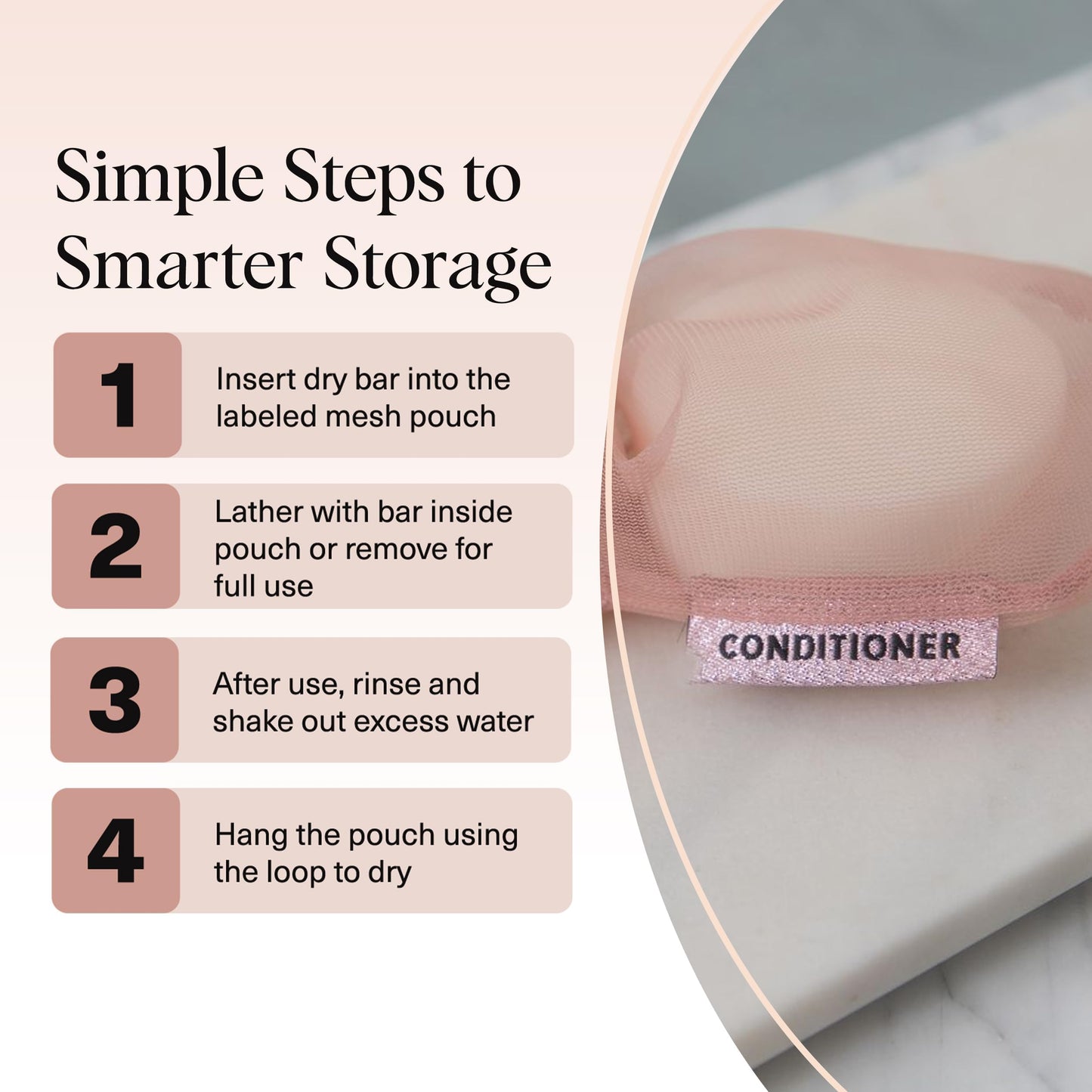 Kitsch Bar Soap Saver Pouch – Patented Mesh Soap Bag for Shampoo and Conditioner Bars - Extends Use & Prevents Soggy Mess - Recycled Beauty Bar Bag, Eco-Friendly - 2pc Set, Blush & Terracotta