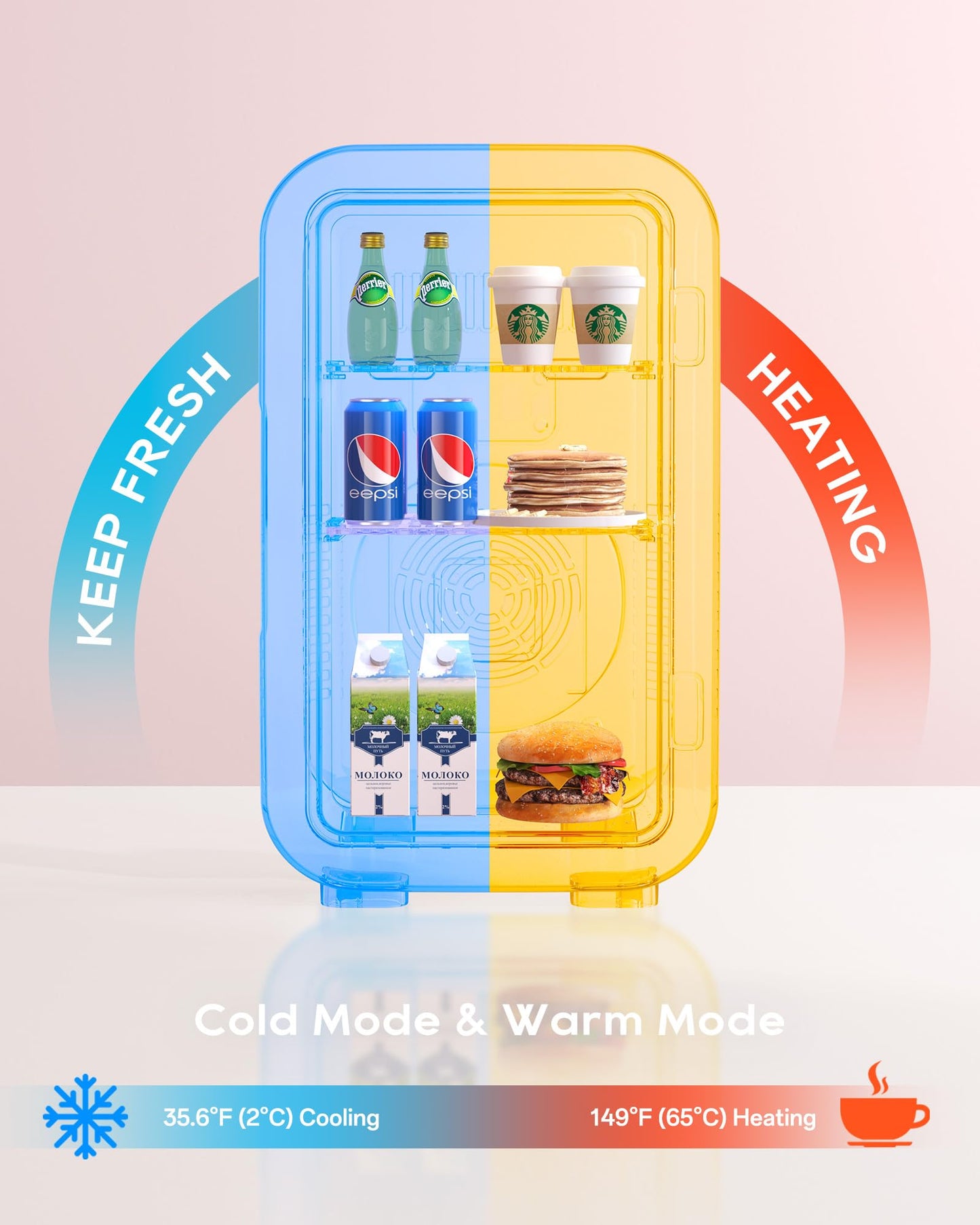 BEICHEN Mini Fridge, 6 Liter/8 Can Skincare Fridge, 110V AC/DC Portable Thermoelectric Cooler & Warmer for Skin Care, Cosmetics, Beverage, Food, Great for Bedroom, Office, Dorm (Pink)