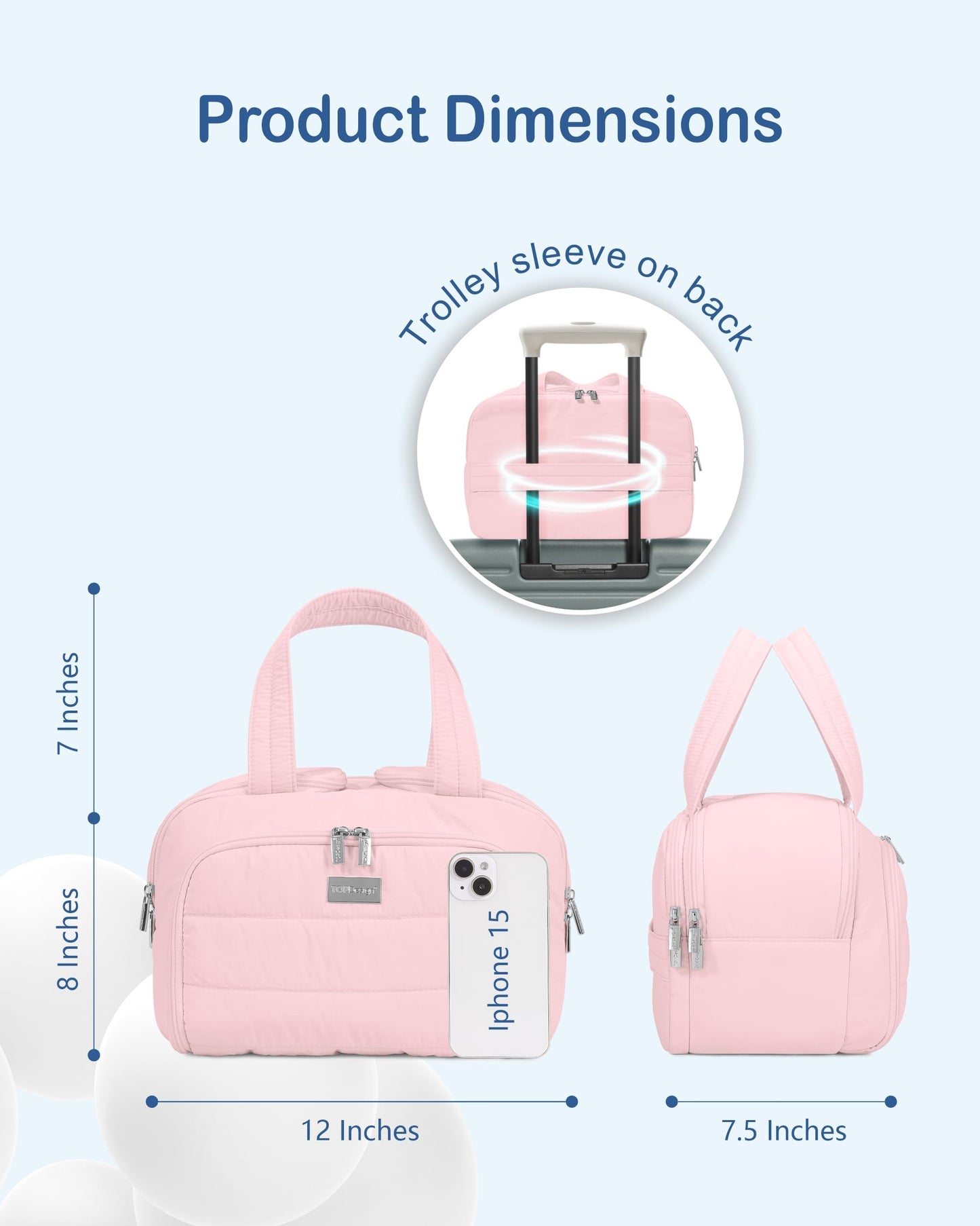 TOPDesign Travel Toiletry Bag for Women, Puffer Large Toiletry Bag, Lightweight Cosmetic Makeup Organizer with Handle for Traveling, Accessories, Essentials, Toiletries (Red)