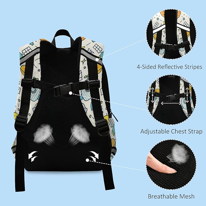 Cute Space Universe Kid's Toddler Backpack for Boys Girls Preschool Nursery with Safety Leash (01147)