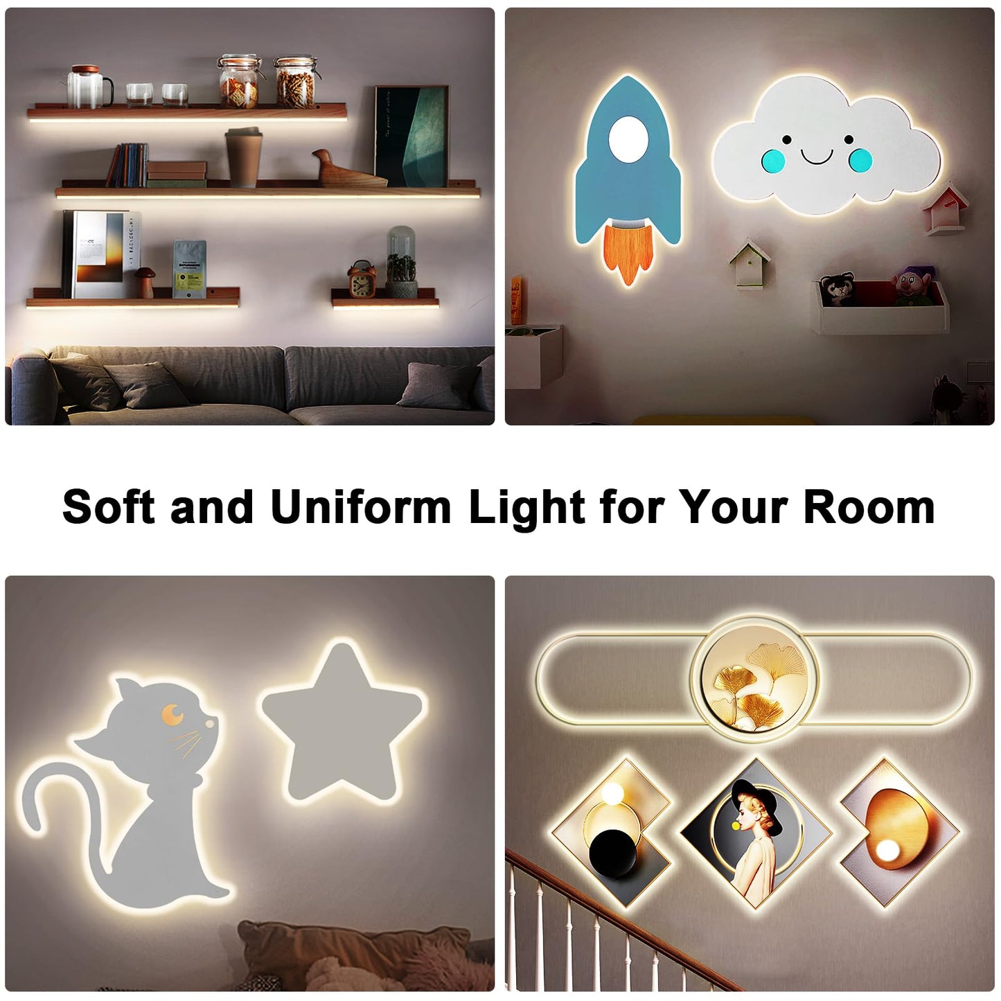 Tatazone White COB Led Strip Lights Max with RF Remote, 16.4ft 3000K CRI93+ Dimmable Bright Warm White COB Light Strip, Adhesive Indoor COB Led Lights for Living Room, Shelf, Cabinet