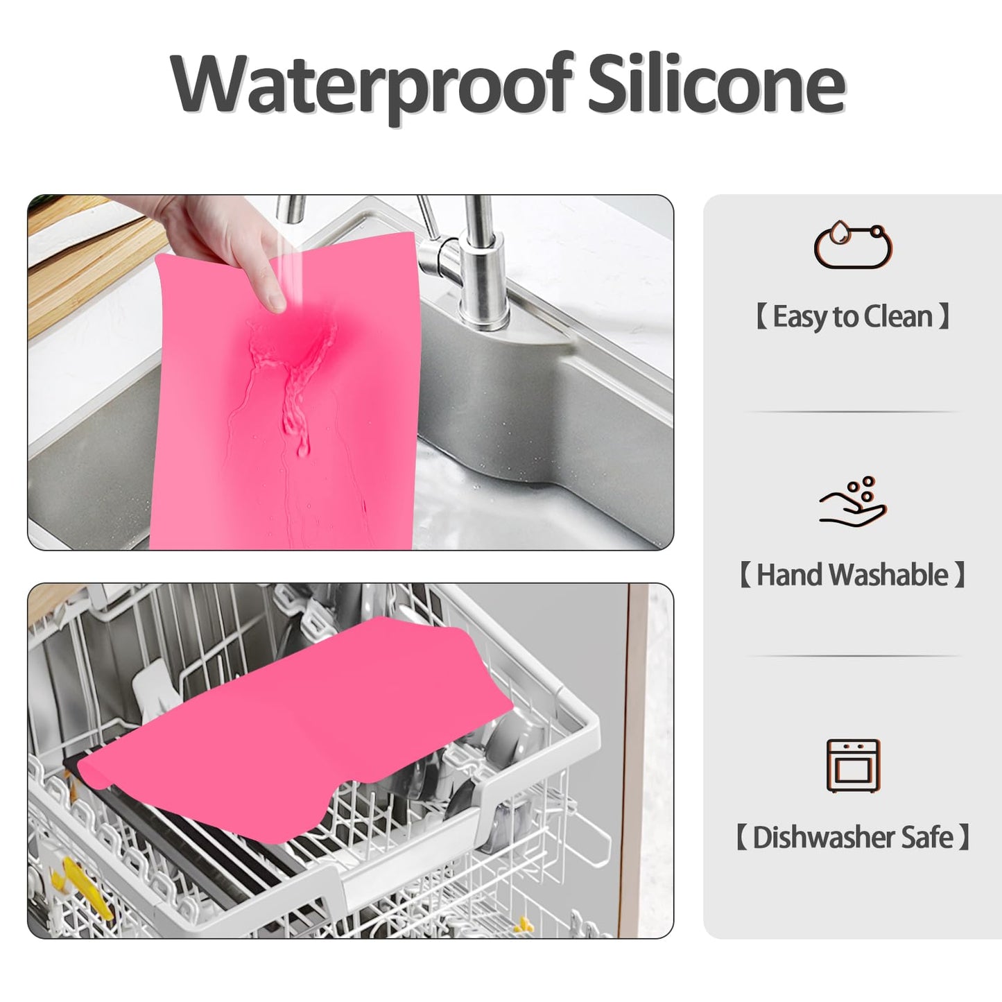 Silicone Makeup Mat for Vanity, 21.7" x 11.8" Heat Resistant Vanity Mat, Easy to Clean & Waterproof, Portable Makeup Accessories for Use While Traveling (Hot Pink)