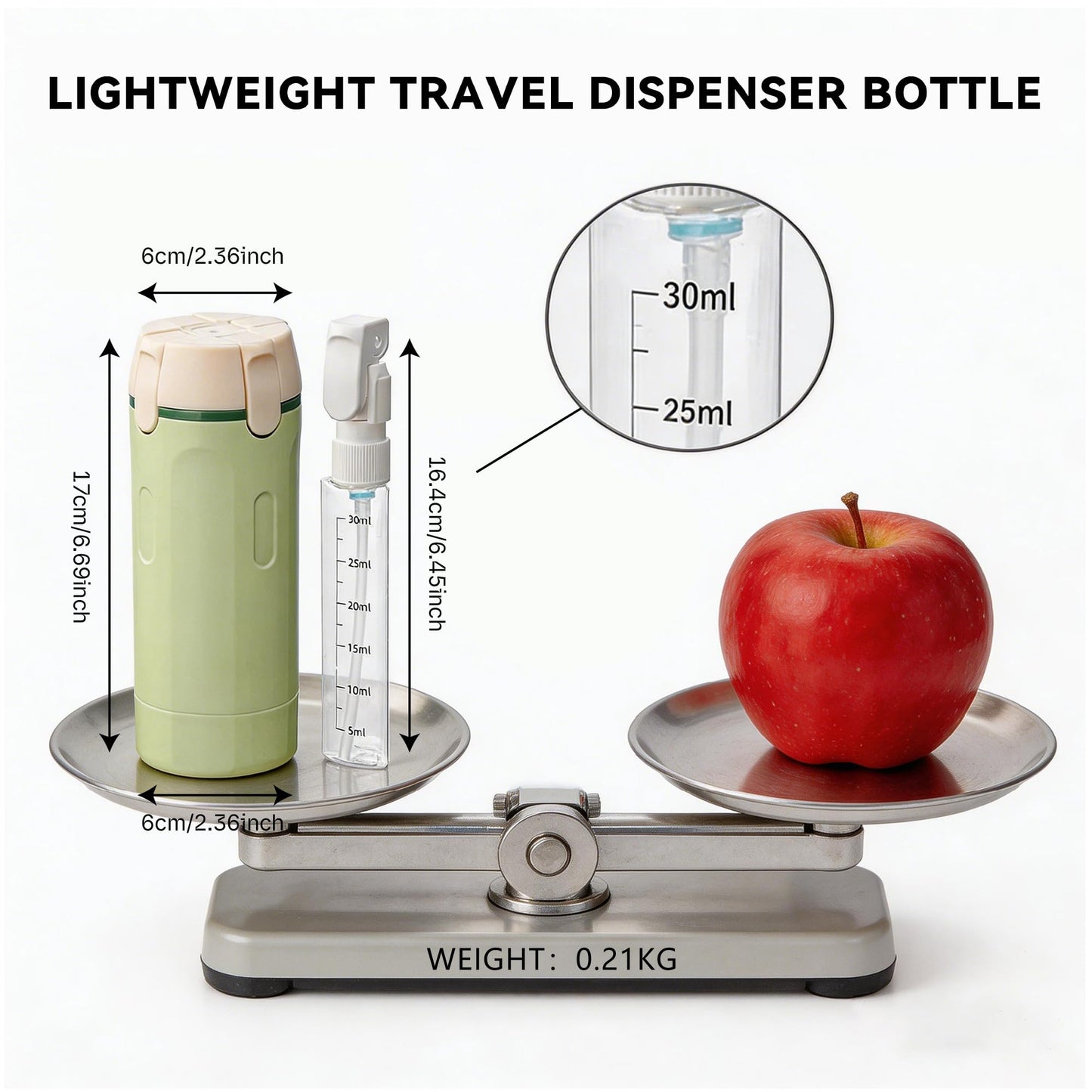KreqiuCre 4 in 1 Travel Dispenser Bottle for Toiletries, Portable 30ML 4 Pack Leak-Proof Pump Containers, with Scale and Label,for Shampoo, Shower & Travel Use