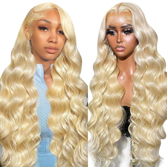 CUTE BEIN 30 Inch 613 Blonde Lace Front Wig Human Hair,13X6 HD Transparent Body Wave Lace Front Wigs Human Hair, 200 Density Blonde Glueless Wigs 613 Lace Frontal Wig Pre Plucked