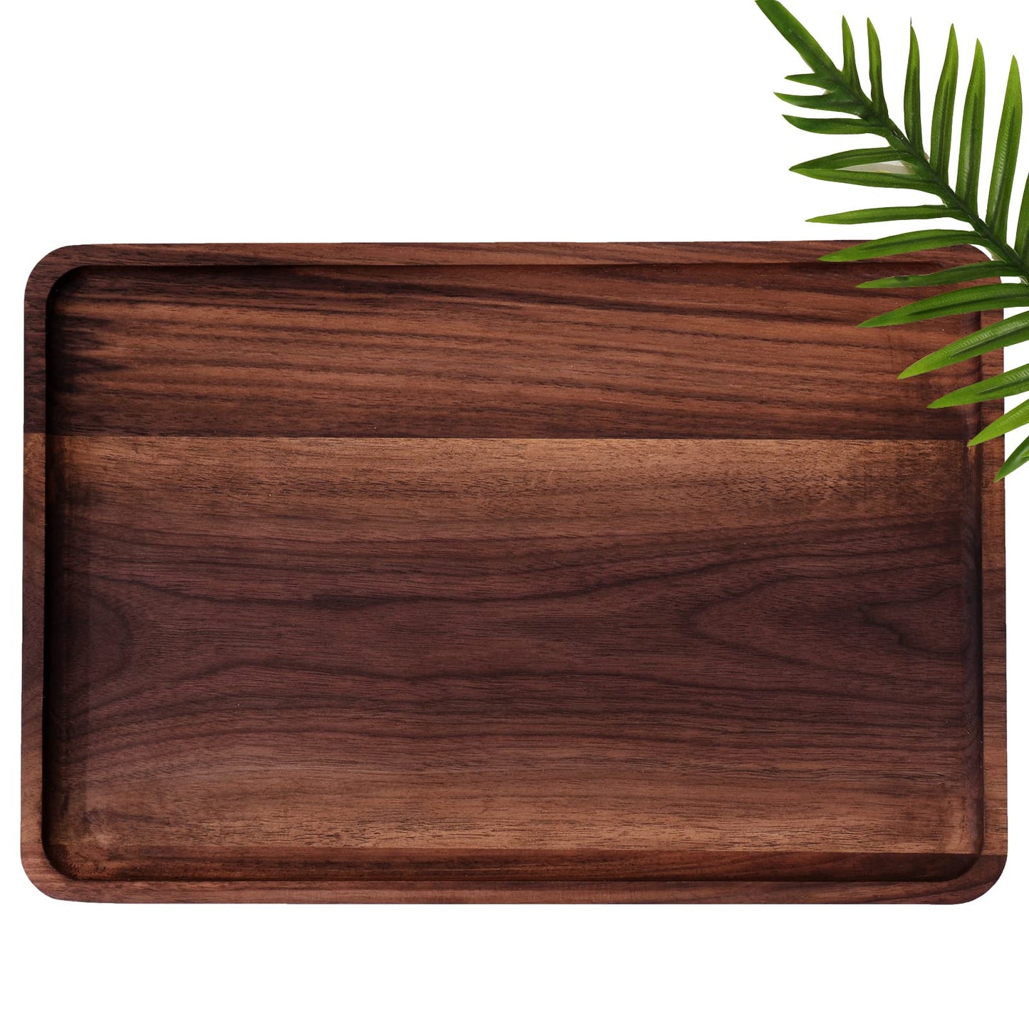 Rustic Walnut Wood Serving Tray, 13"x9" Rectangle Platter, Tea/Coffee Table Tray, Kitchen Decor, Wood Dessert Cup & Vanity Tray for Jewelry