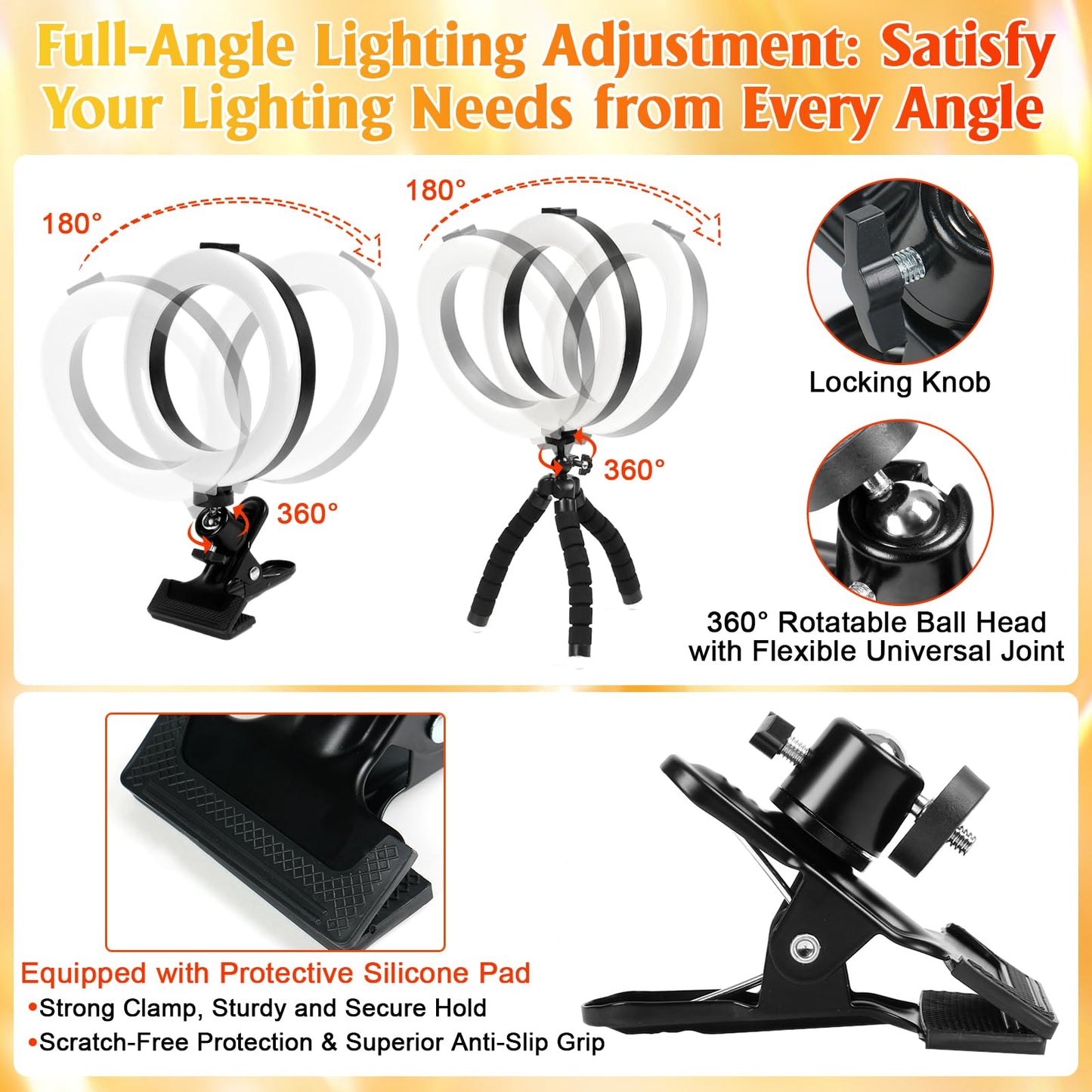 Clip on Ring Light for Laptop, TPQKA 16cm Video Conference Lighting Kit with 5 Color Temperatures & 5 Brightness Levels, Dimmable Webcam Light for Zoom Calls, Remote Working, Live Streaming