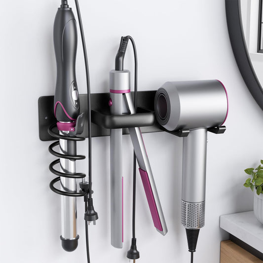 Tindbea Hair Dryer Holder Wall Mount Aluminum Alloy Hot Tools Organizer