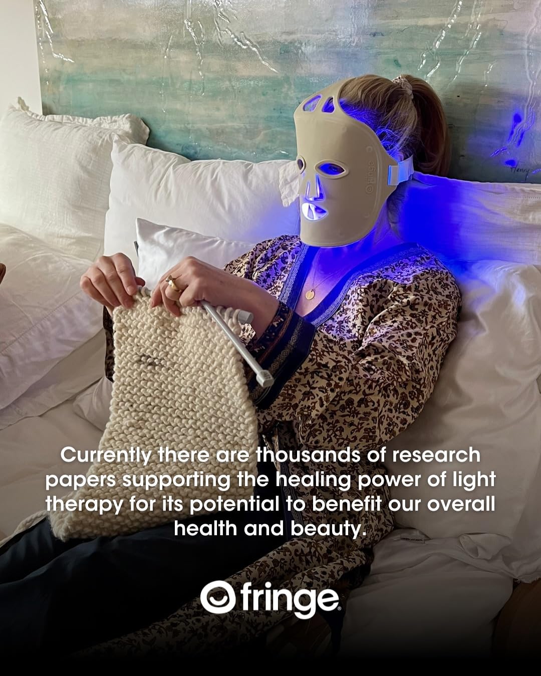 Fringe Red Face Mask, Both Red 660nm and Infrared 850nm for Rejuvenation & Blue 415nm for Blemishes, Beauty Mask, for Fine Lines and Wrinkles, 234 LED Lights