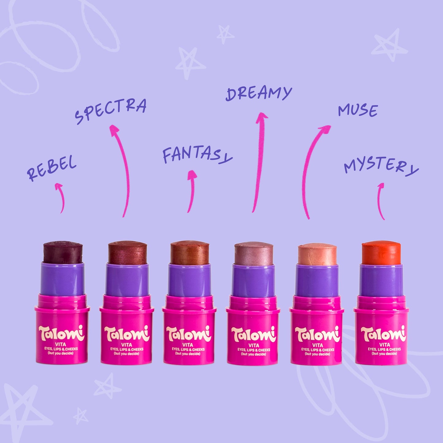 TALOMI Non Toxic Makeup Stick For Girls |Kids Clean Makeup for Eyes, Lips and Cheeks |Won't Clog Pores|Made in USA